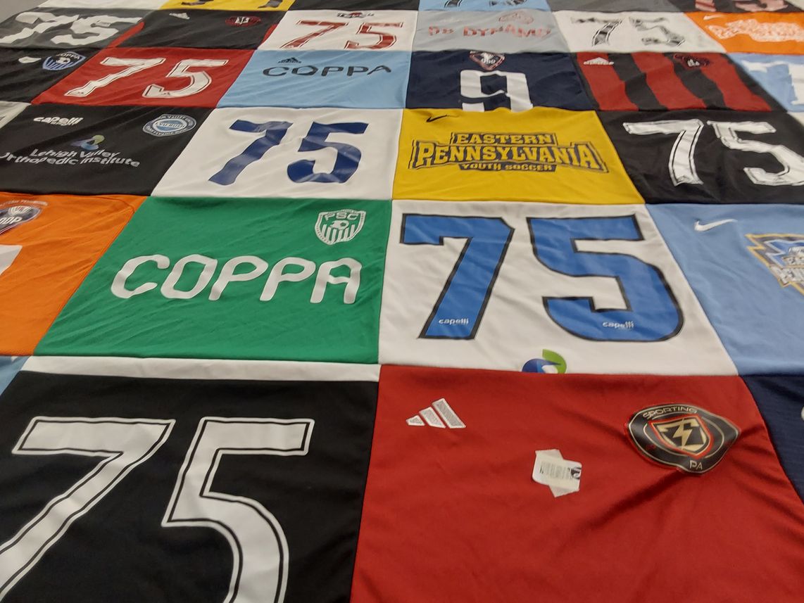 T-shirt quilt with soccer themes by Marc from PA