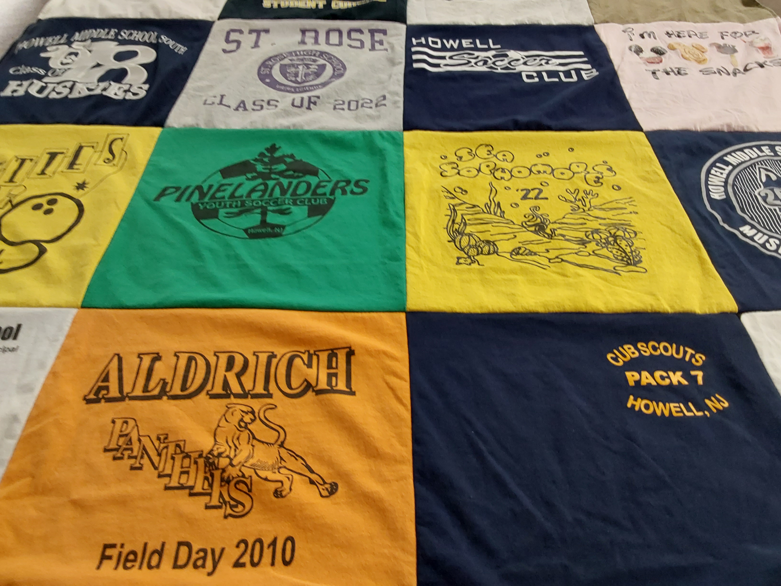 T-shirt quilt featuring howell soccer team, aldich panthers by Judy from NJ