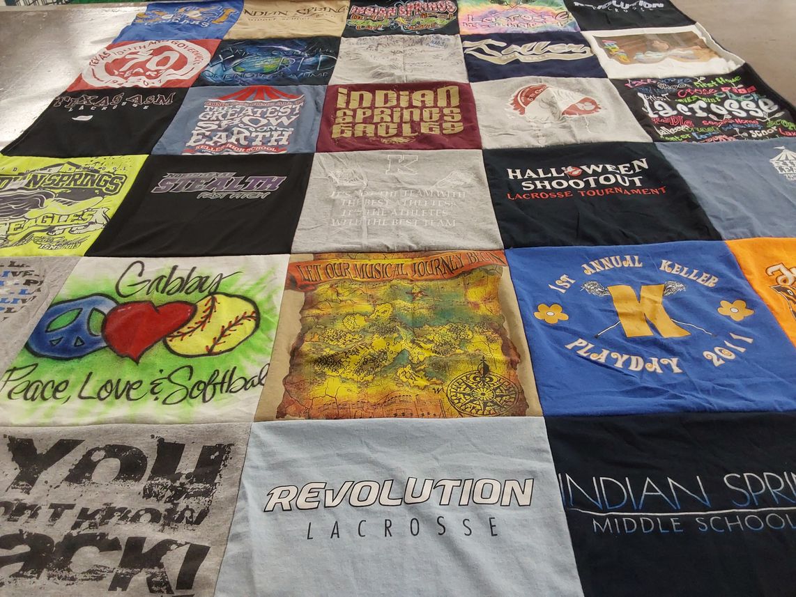T-shirt quilt from indian springs college by Julie from TX
