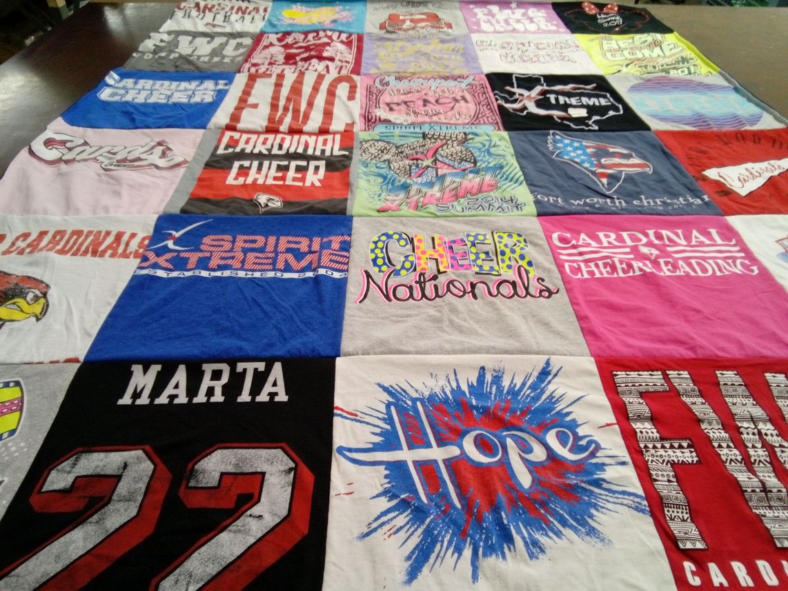 T-shirt quilt featuring cardinal cheer by Julie from TX