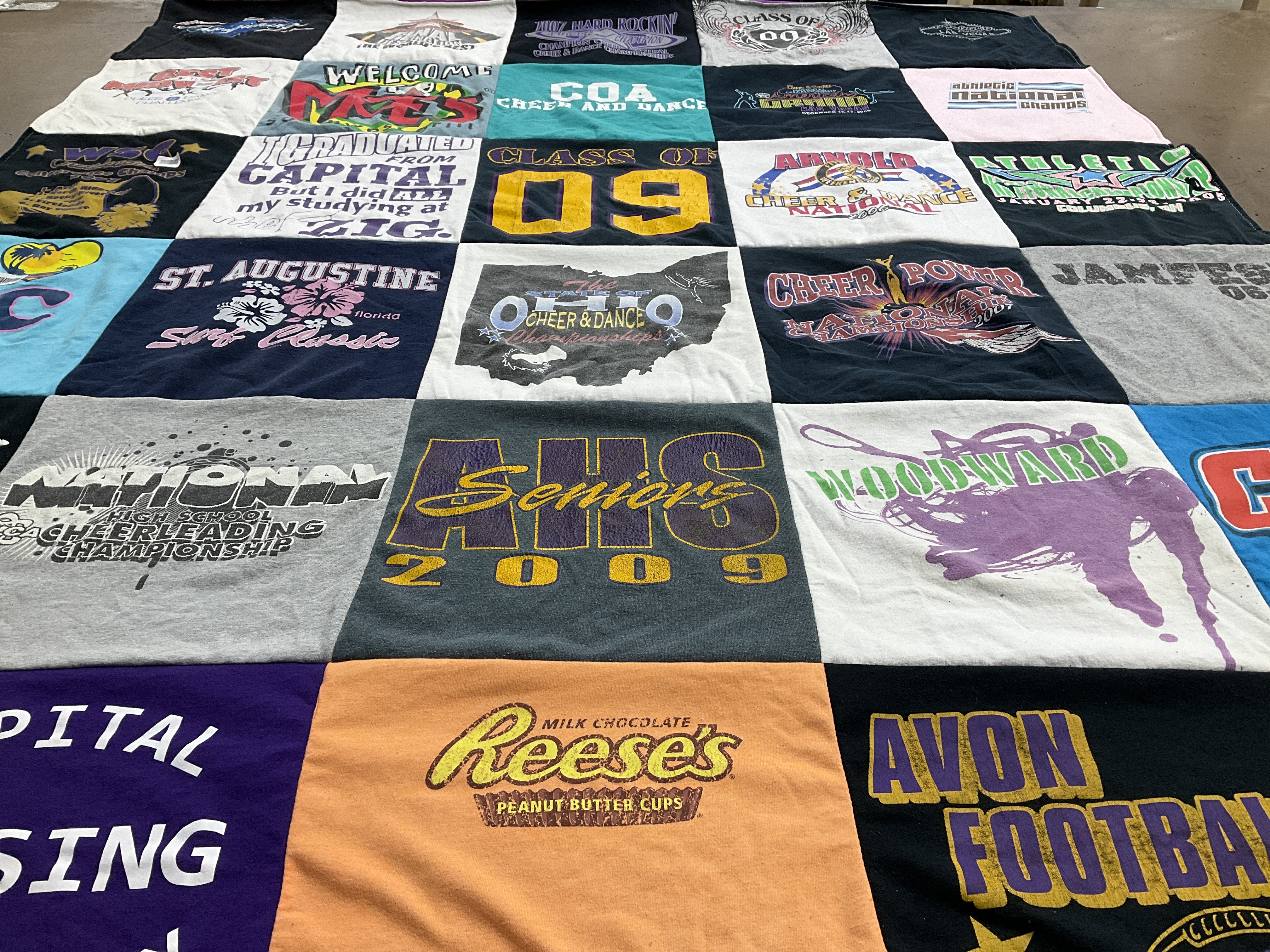 T-shirt quilt featuring cheer team by Sandra from OH