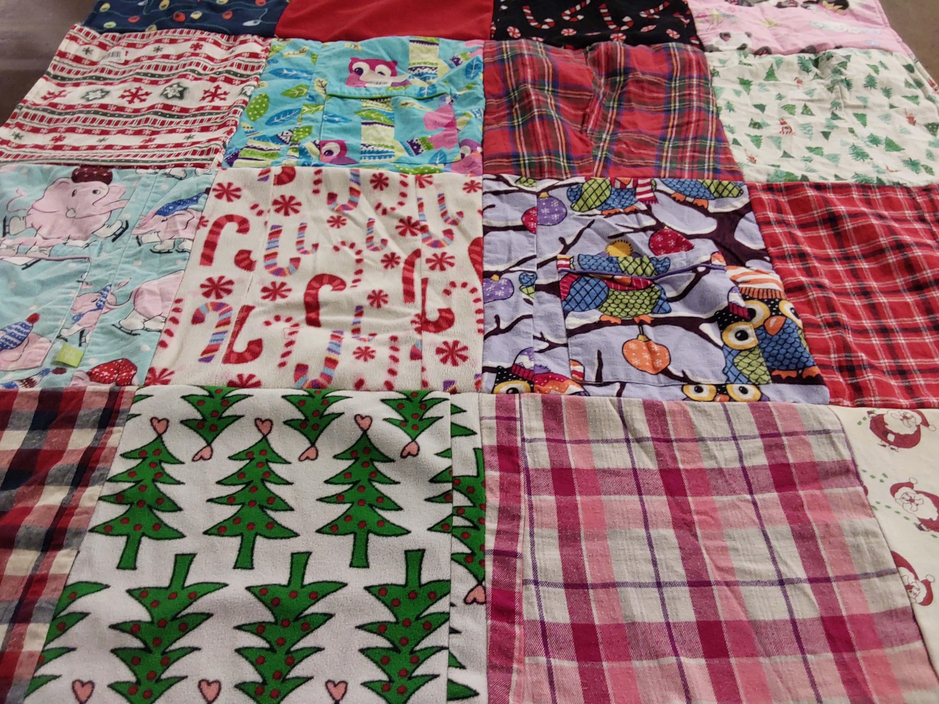 T-shirt quilt with holiday, animals themes by Golda from TN