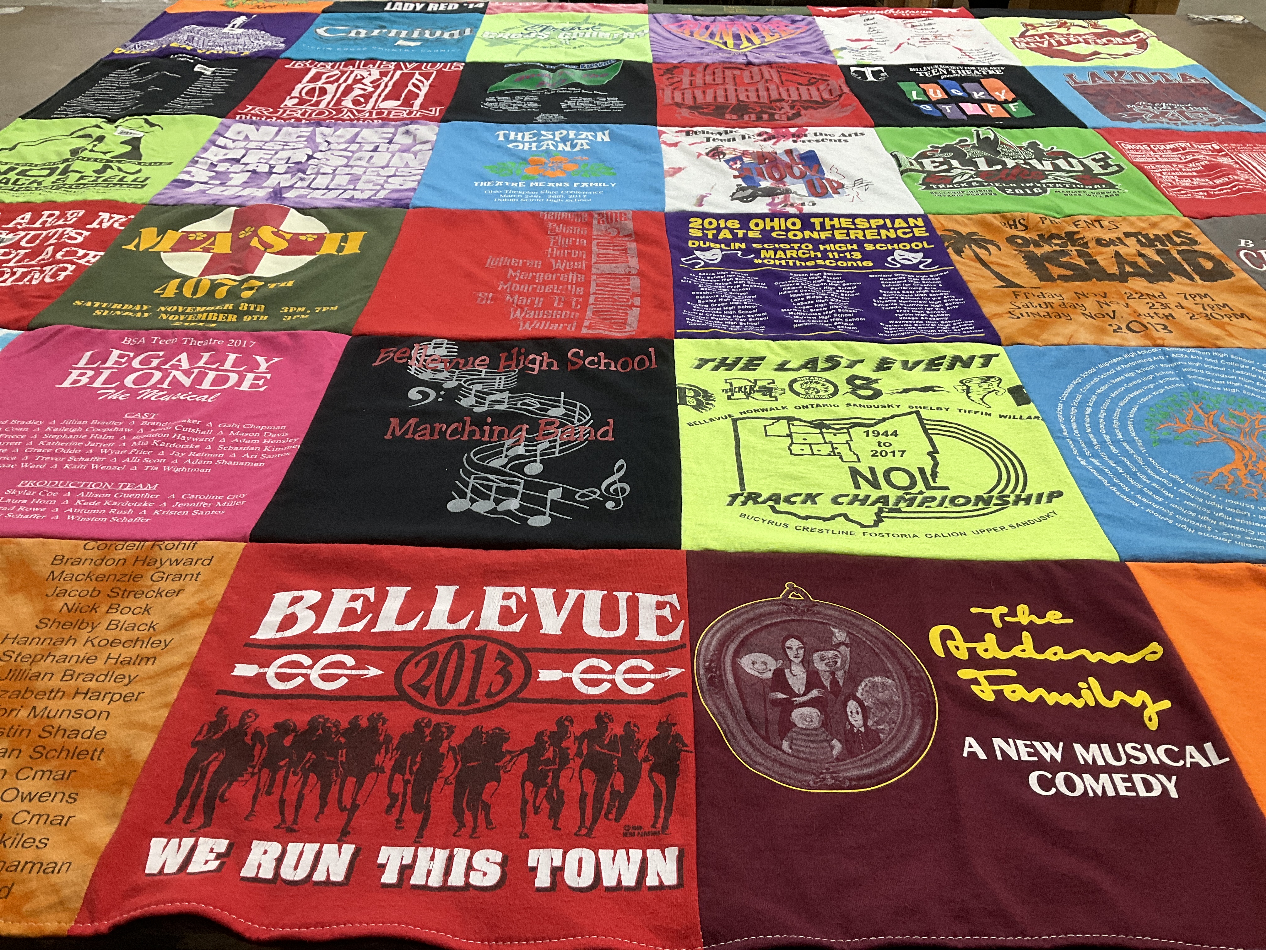 T-shirt quilt from bellevue high school by Amy from OH