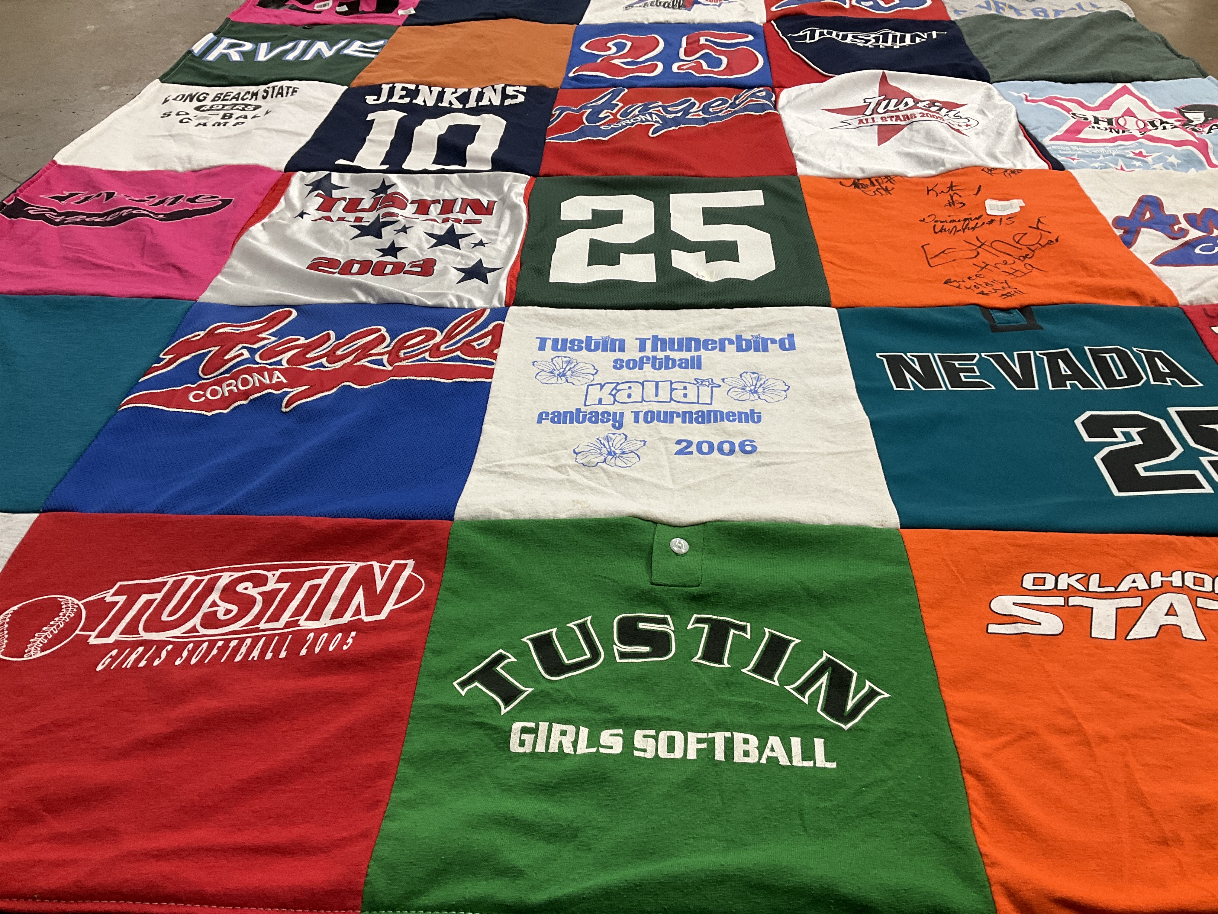 T-shirt quilt featuring tustin girls softball by Nicole from CA