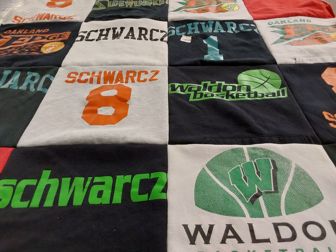 T-shirt quilt with basketball themes by Gift from MI