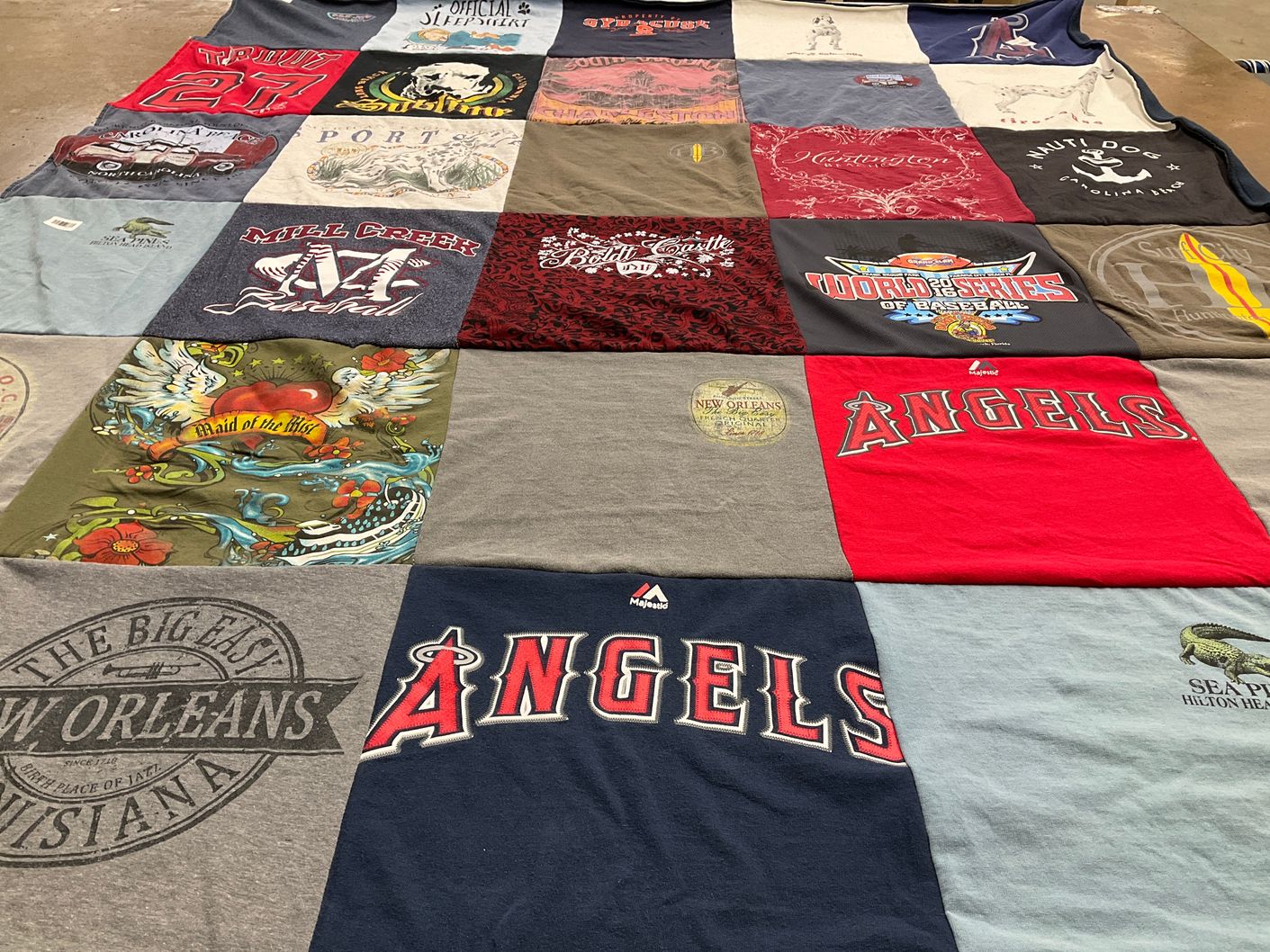 T-shirt quilt featuring los angeles angels baseball team by Terry from GA