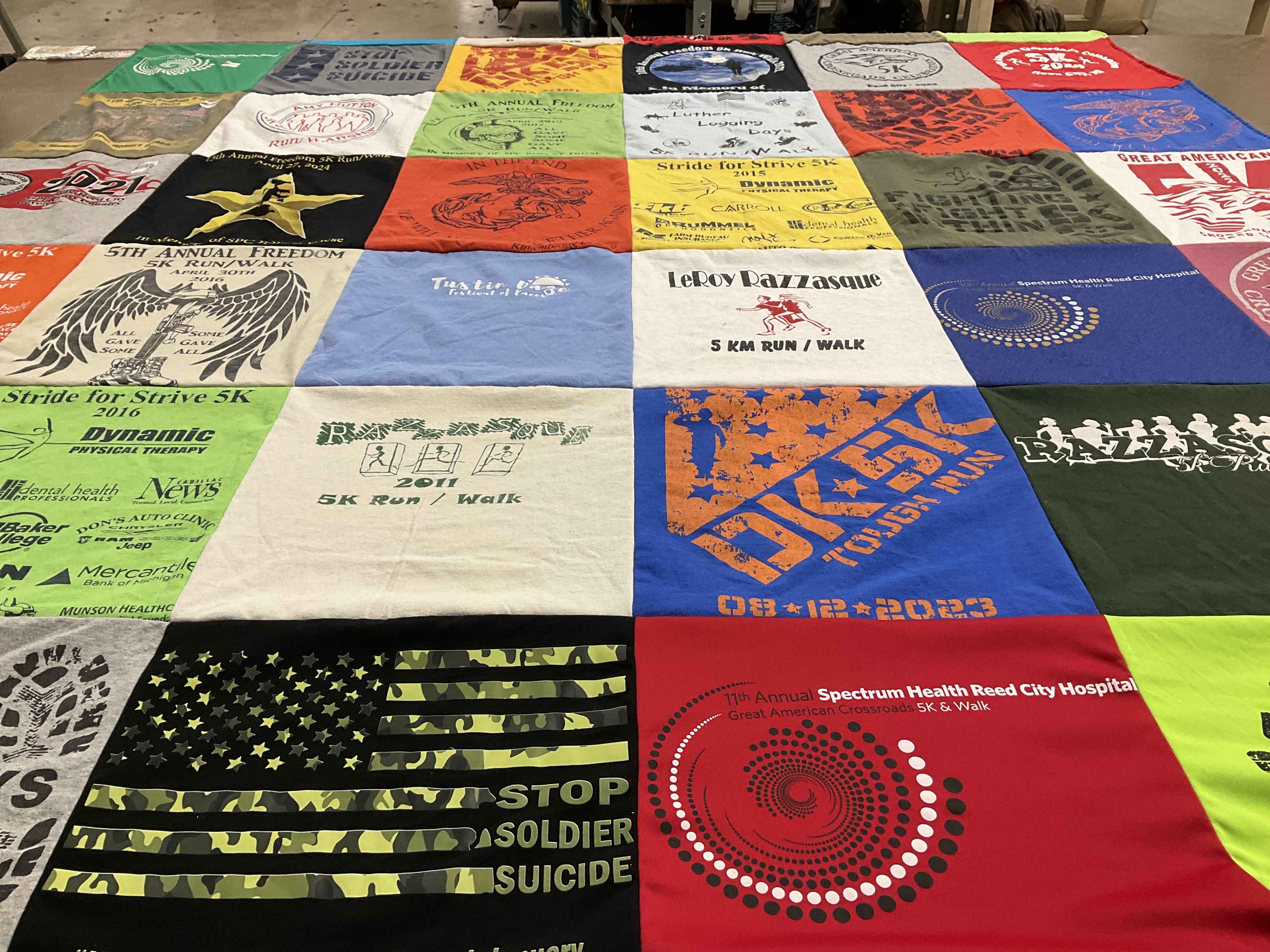 T-shirt quilt with running, health themes by Jessica from MI