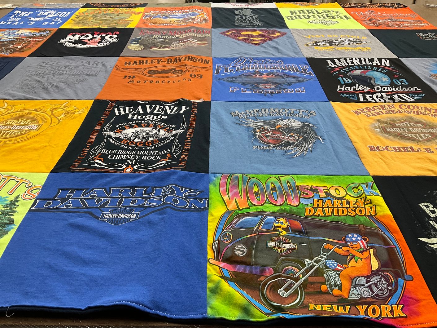 T-shirt quilt with motorcycles, biking themes by Larry from NY