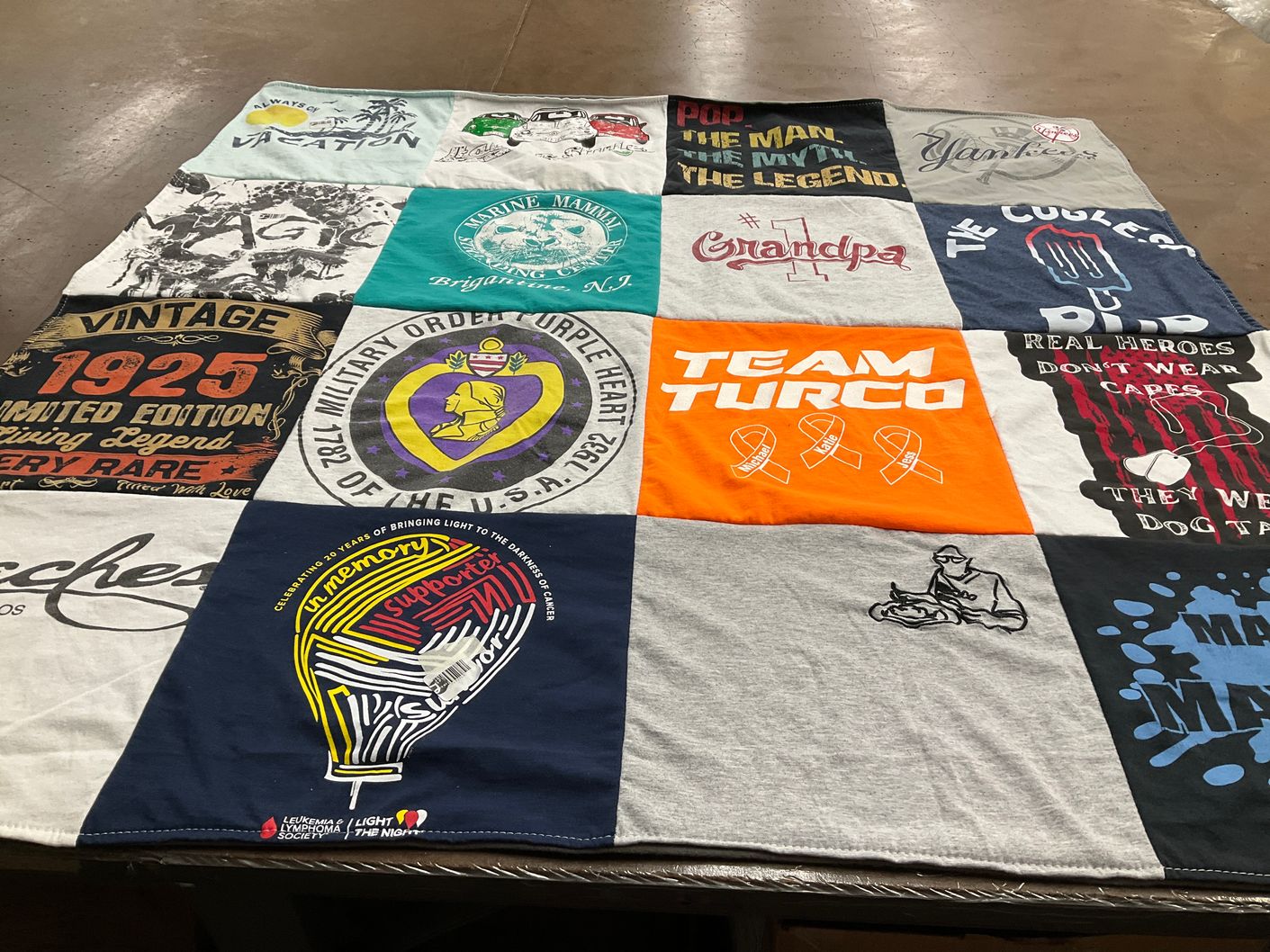 T-shirt quilt with family, military themes by BARBARA from NJ