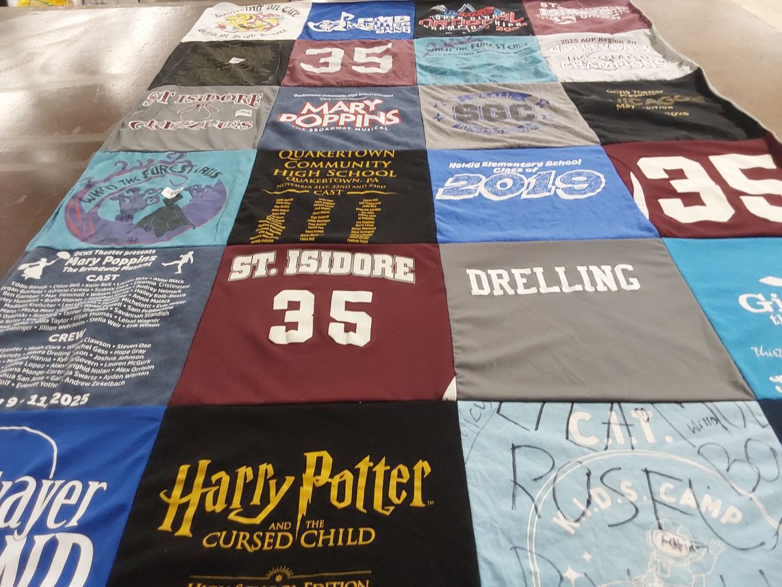 T-shirt quilt featuring st. isidore grizzlies by Kathleen from PA
