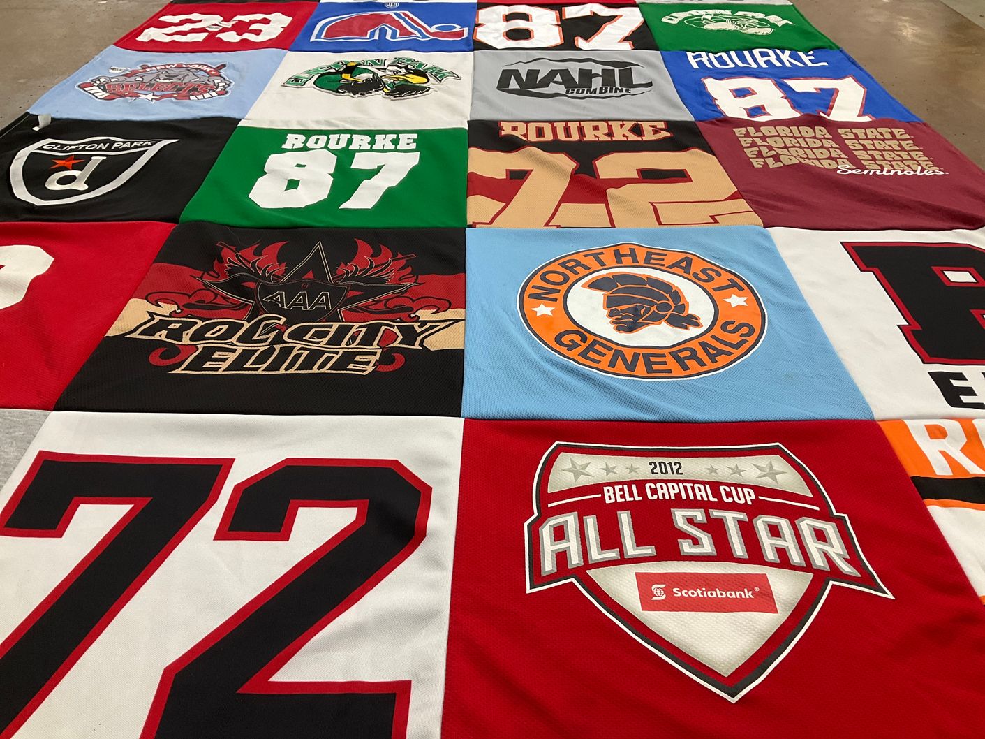 T-shirt quilt featuring northeast generals by Colette from NY