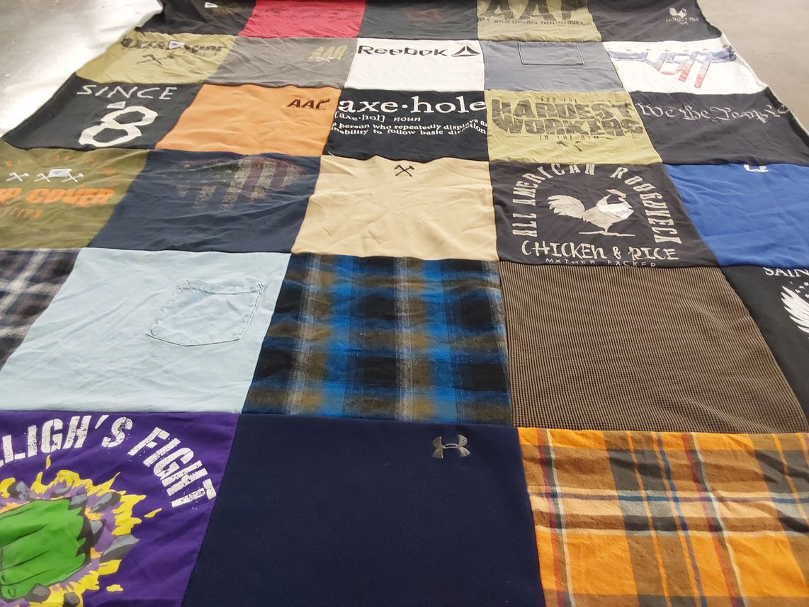 T-shirt quilt with sports, food themes by Tiffany from NY