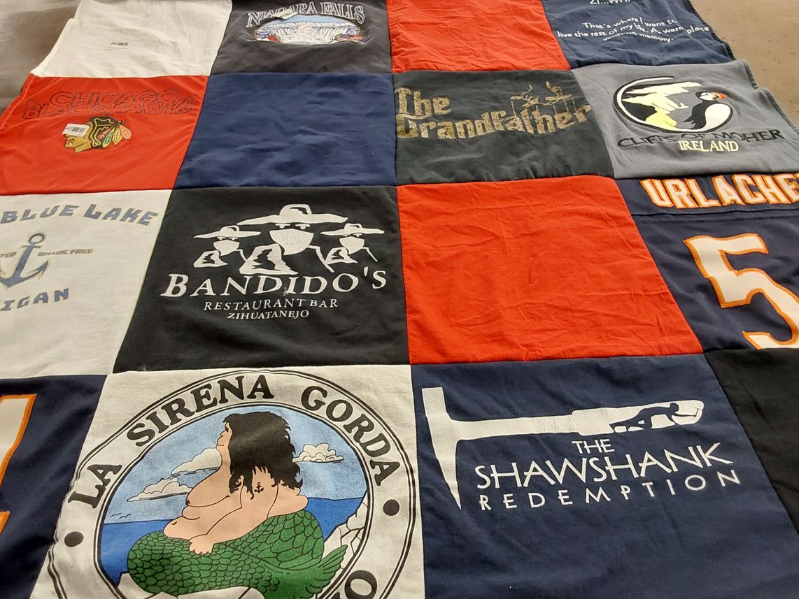 T-shirt quilt featuring chicago blackhawks by Betsy from IL