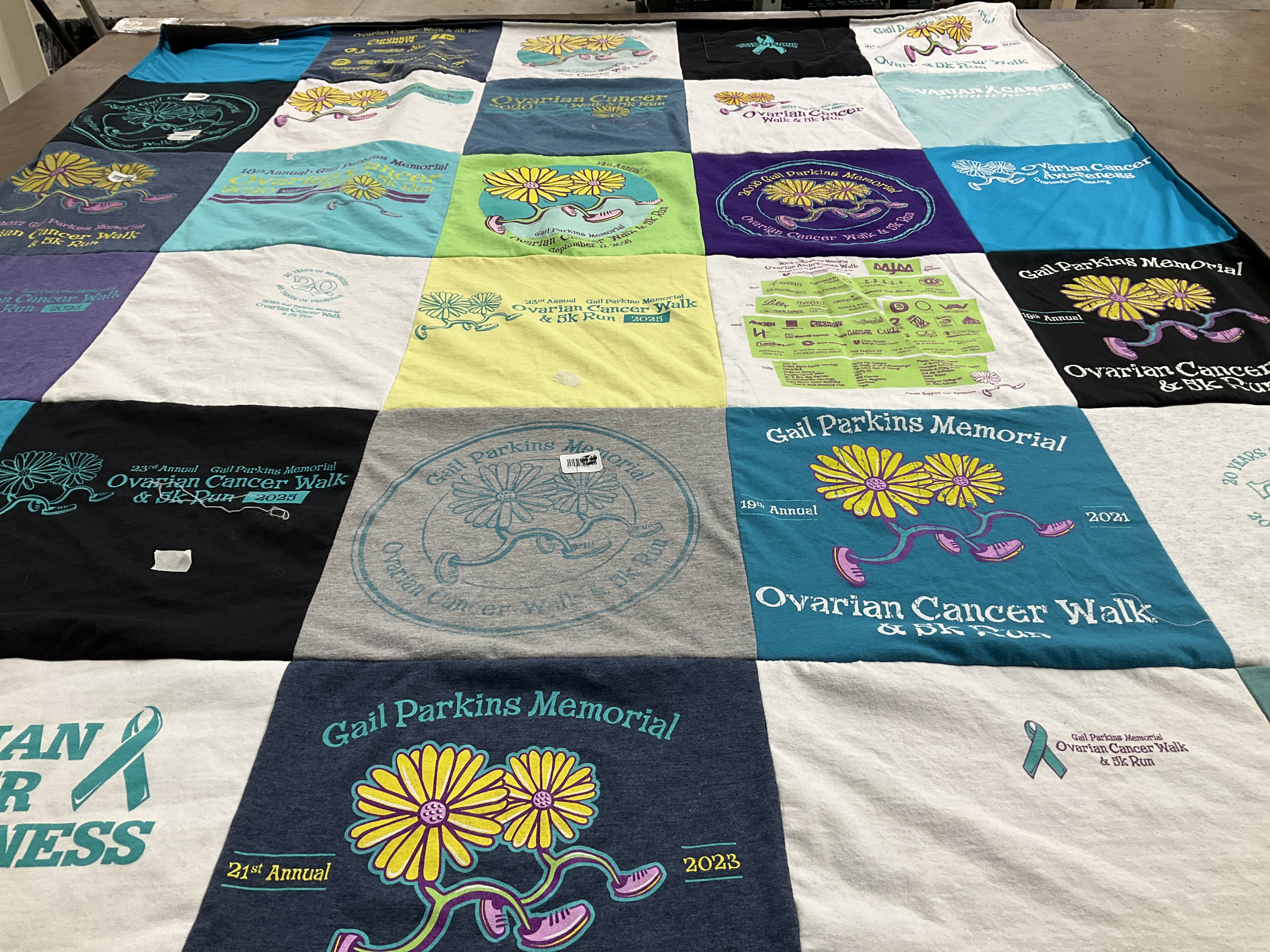 T-shirt quilt with cancer awareness, charity events themes by Michael from UT