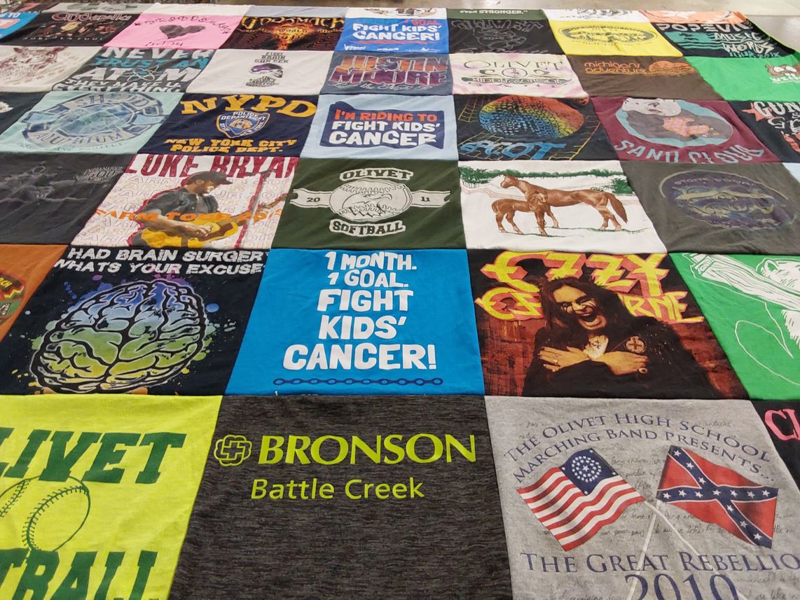 T-shirt quilt featuring olivet softball by CASSANDRA from MI
