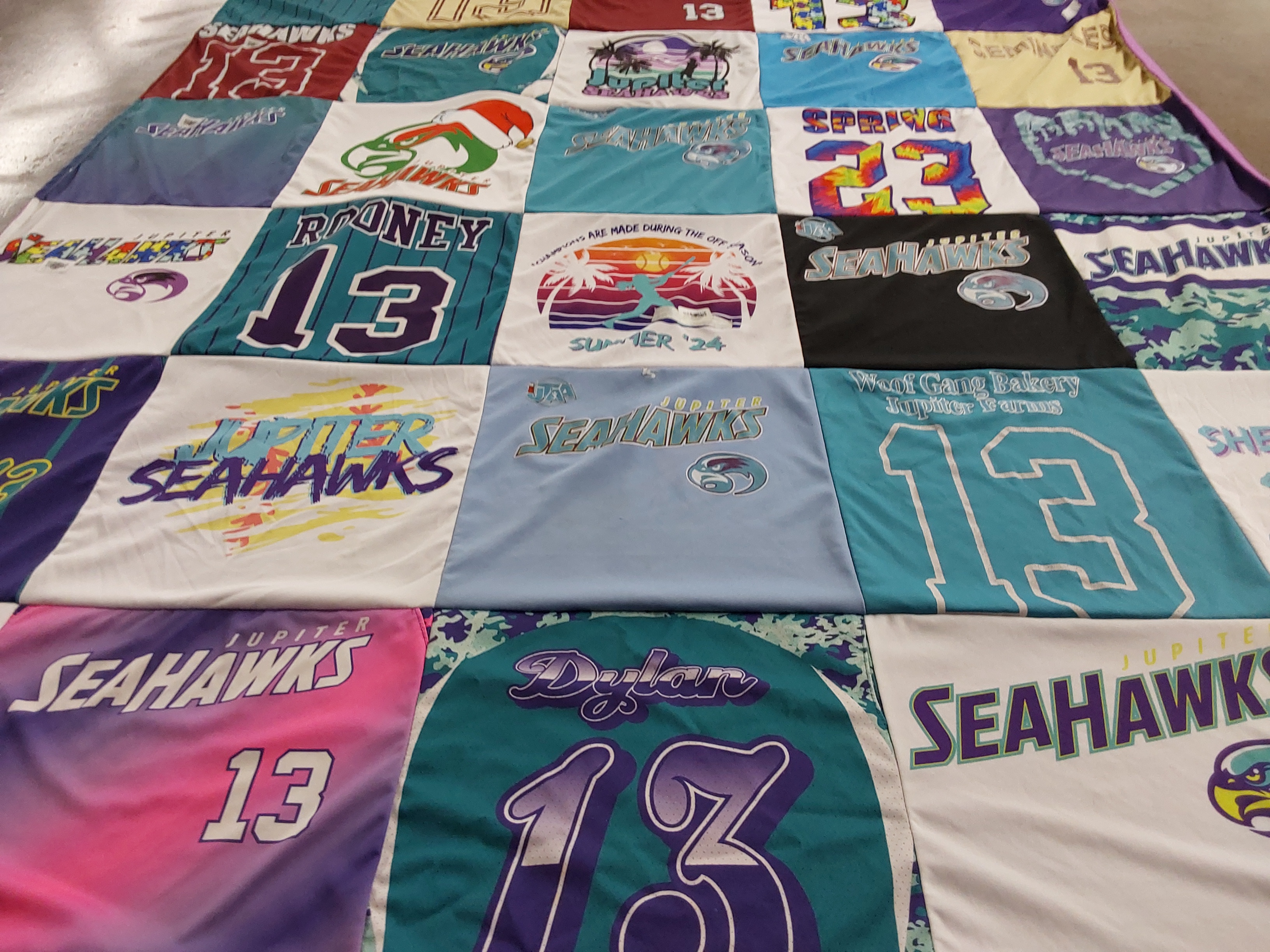 T-shirt quilt featuring jupiter seahawks by Cindy from FL