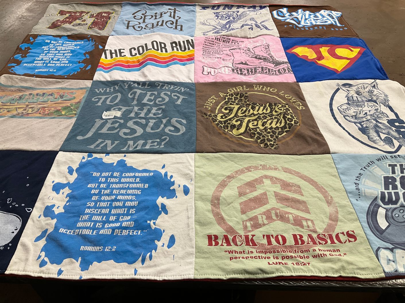 T-shirt quilt with religion, jesus themes by Debora from TX