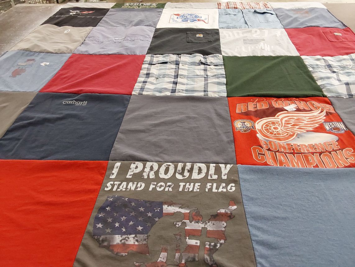 T-shirt quilt featuring detroit red wings by Amy from MI