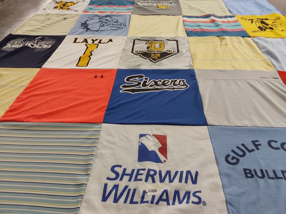 T-shirt quilt featuring sixers by Ben from MS