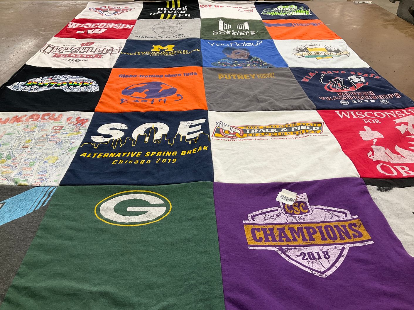 T-shirt quilt from university of wisconsin, university of michigan by Jarell from MI