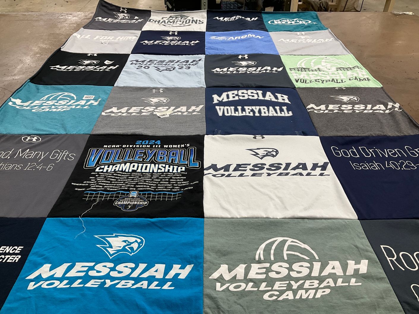 T-shirt quilt featuring messiah university volleyball by Stacy from OH