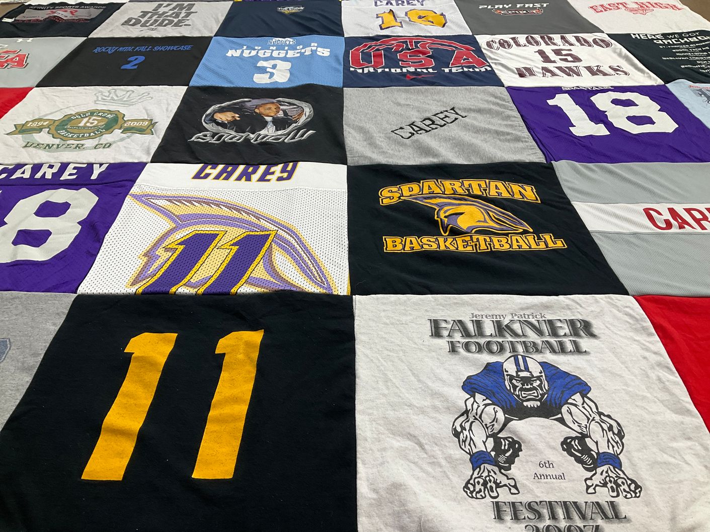 T-shirt quilt featuring spartan basketball by JAEDENE from NV