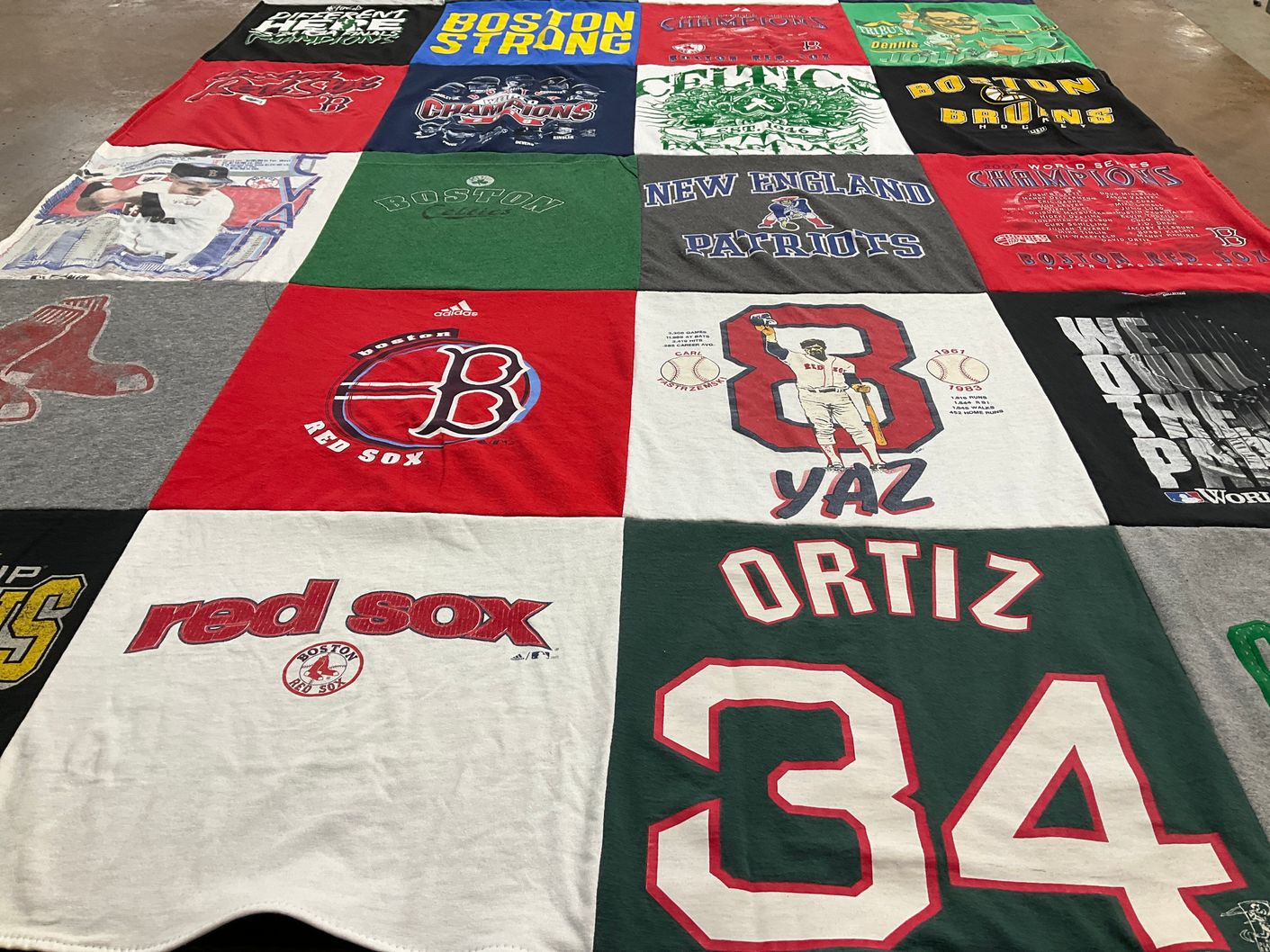 T-shirt quilt featuring boston red sox, new england patriots by Donna from RI