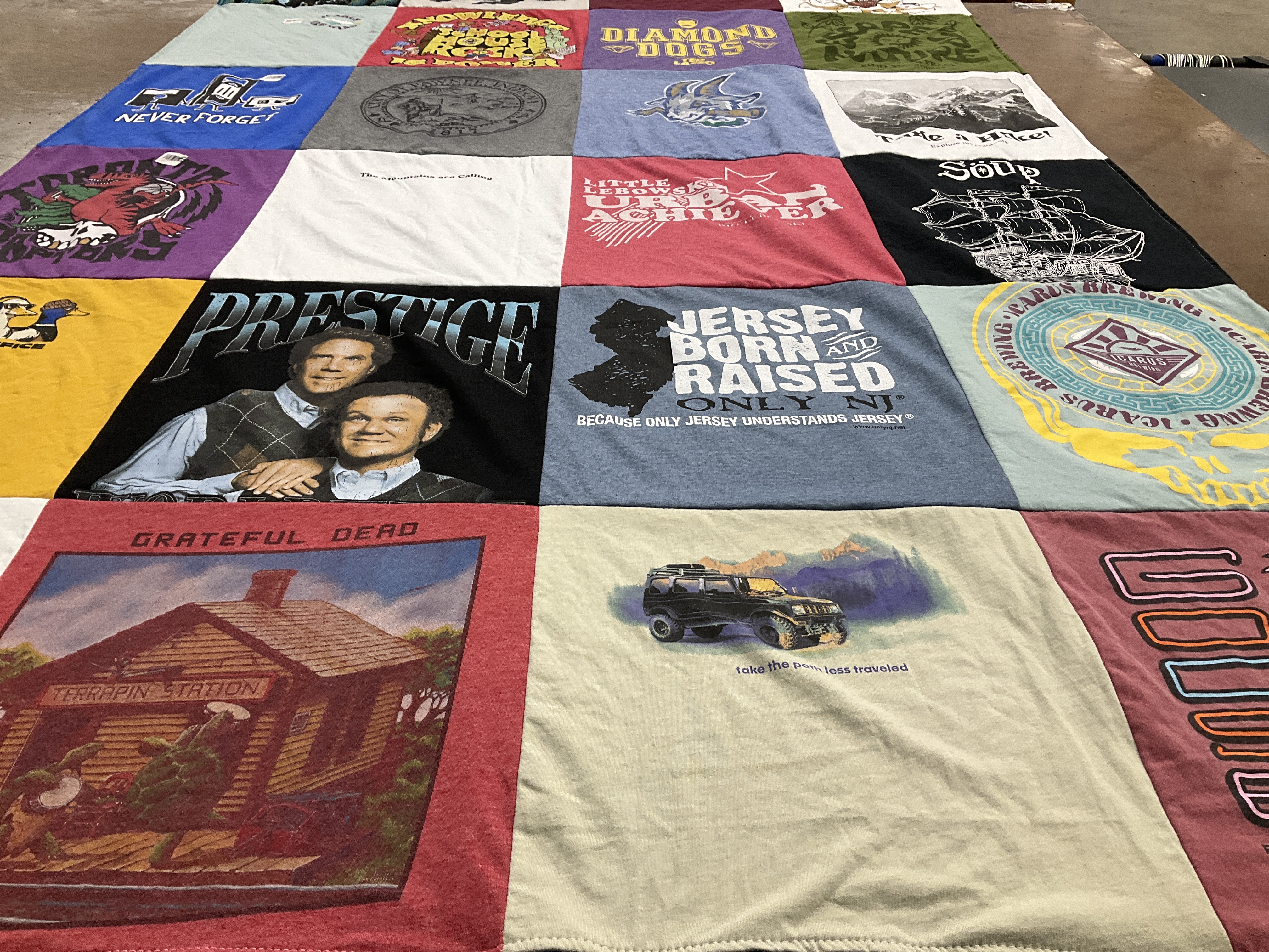 T-shirt quilt with music, travel themes by Robert from NJ
