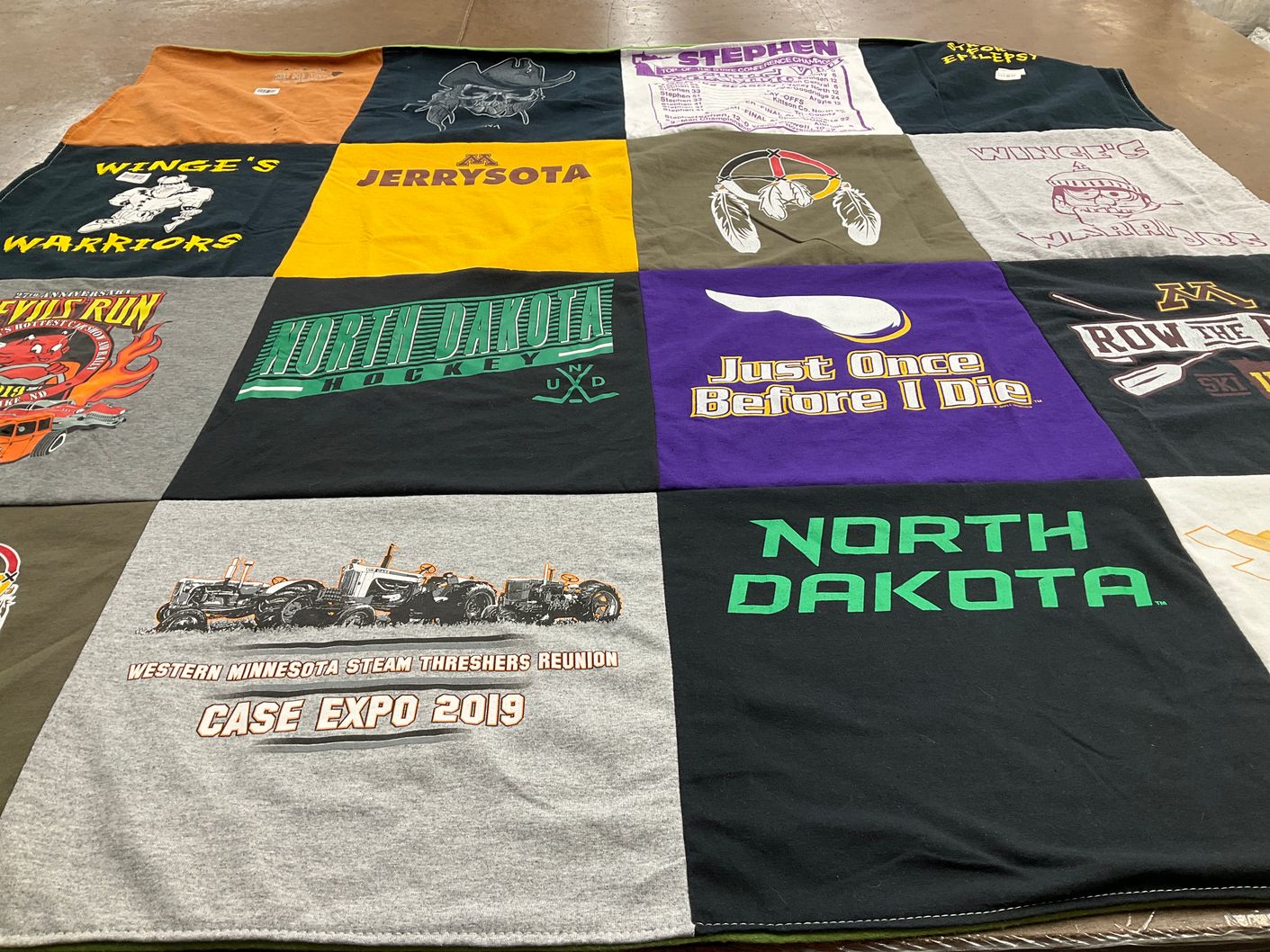 T-shirt quilt from university of north dakota by Linda from AZ