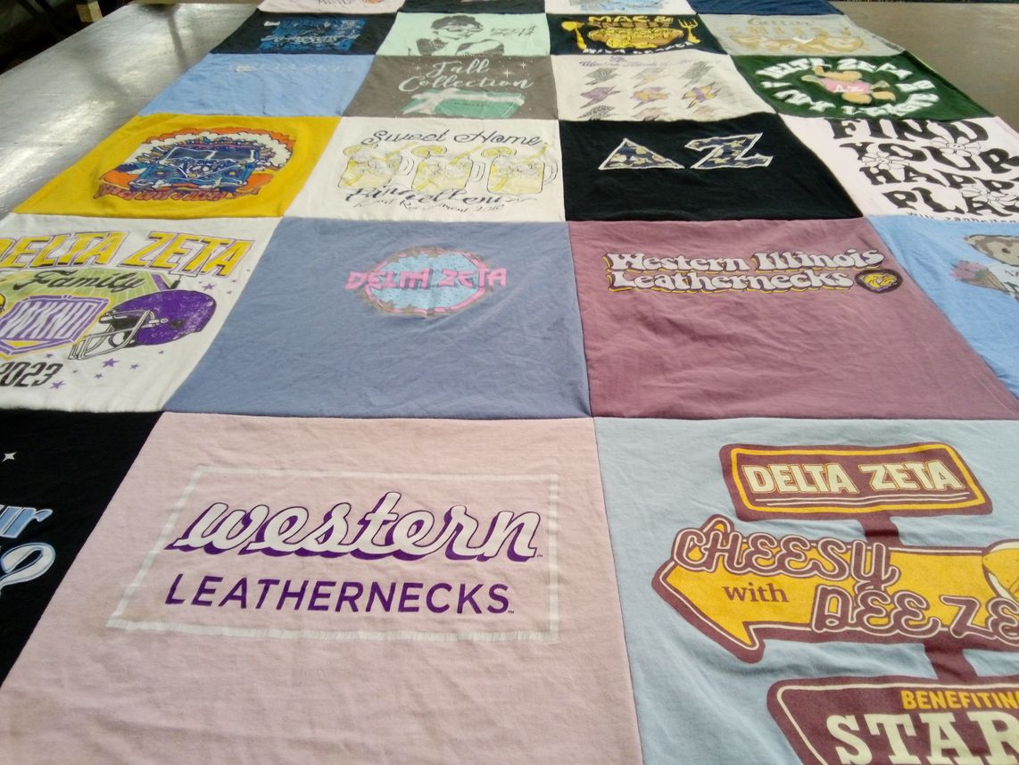 T-shirt quilt featuring western illinois leathernecks by Brianna from IL