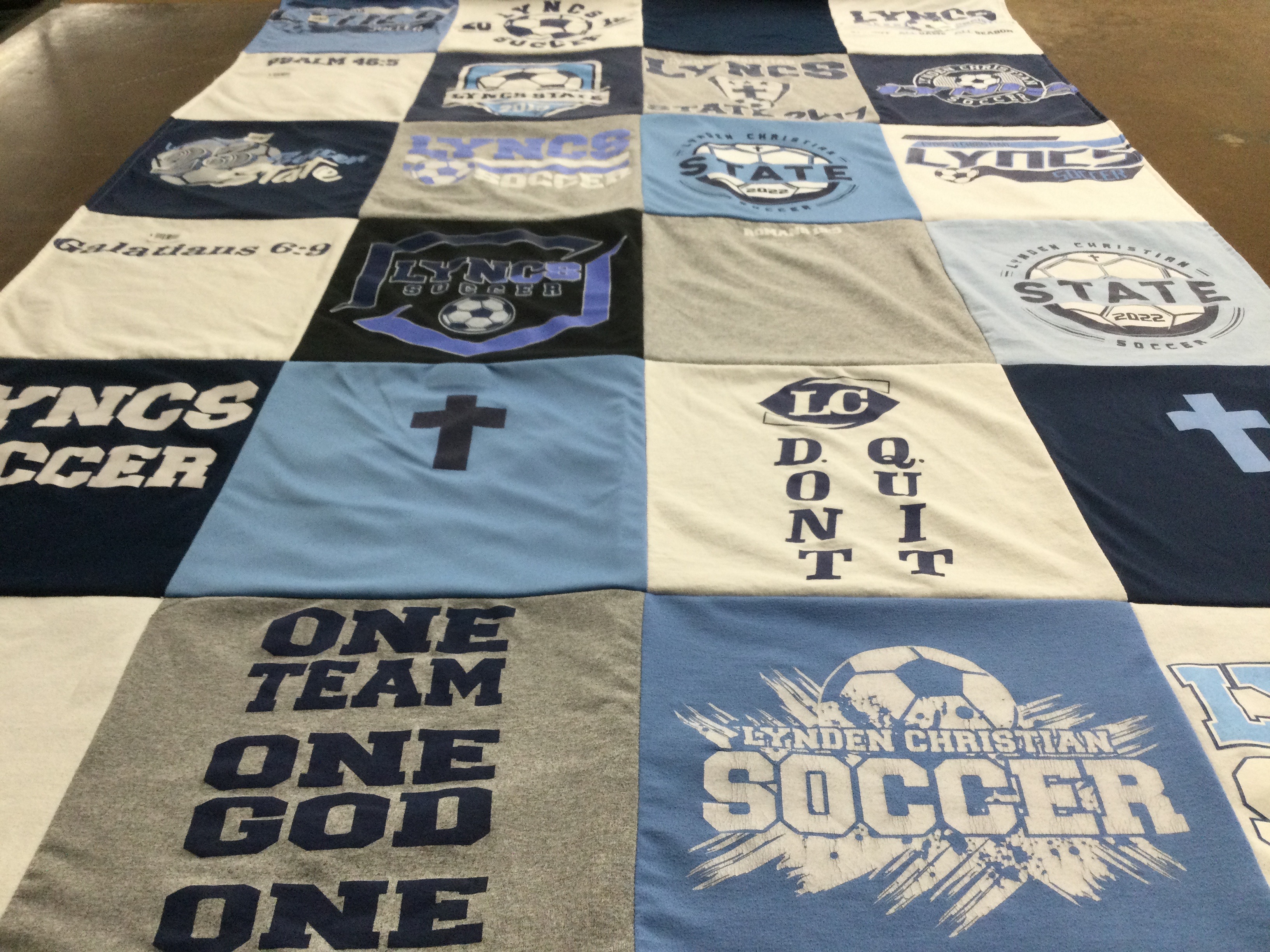 T-shirt quilt featuring lynden christian soccer by Melissa from WA