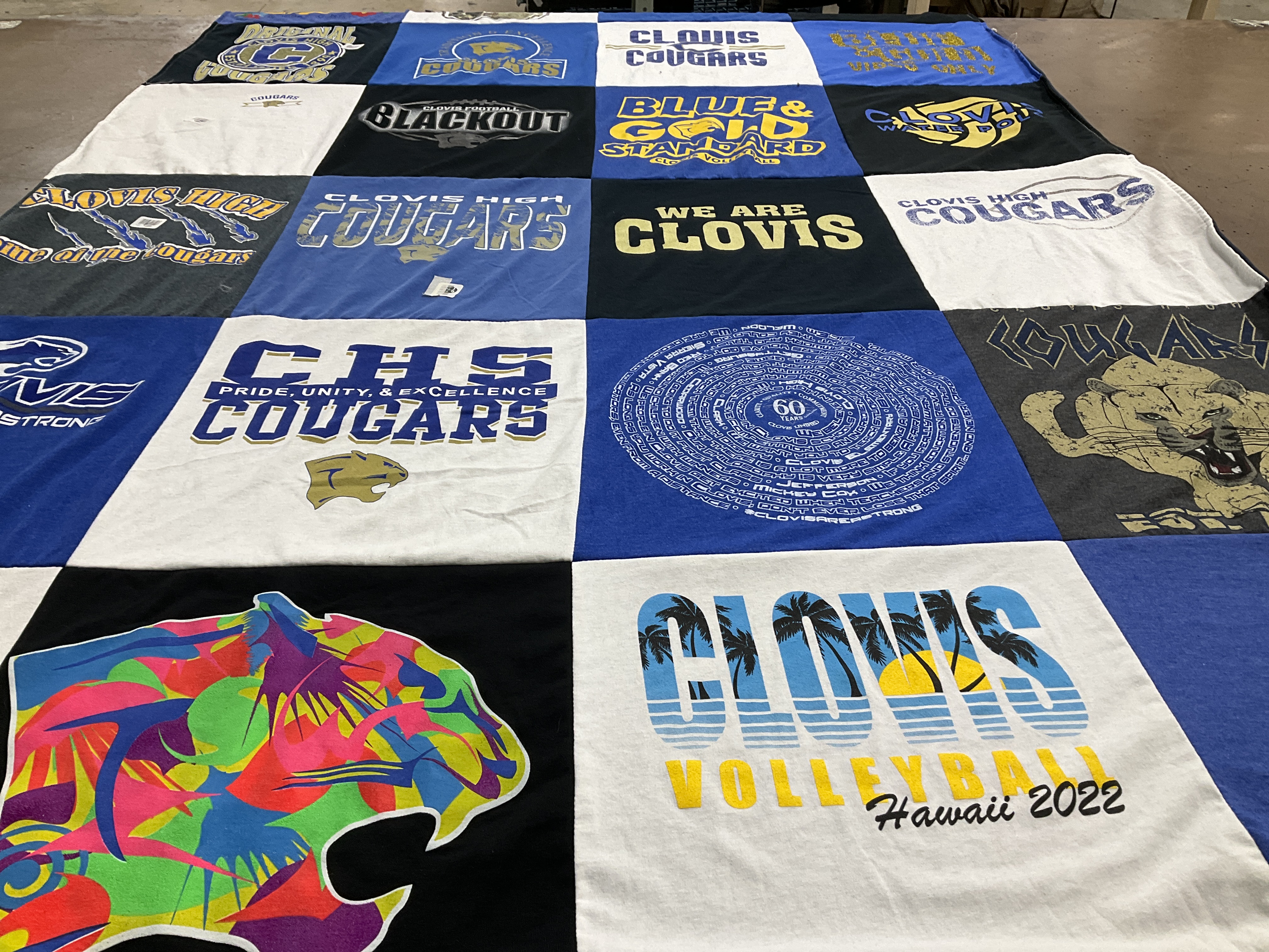 T-shirt quilt featuring clovis cougars by Stephanie from CA
