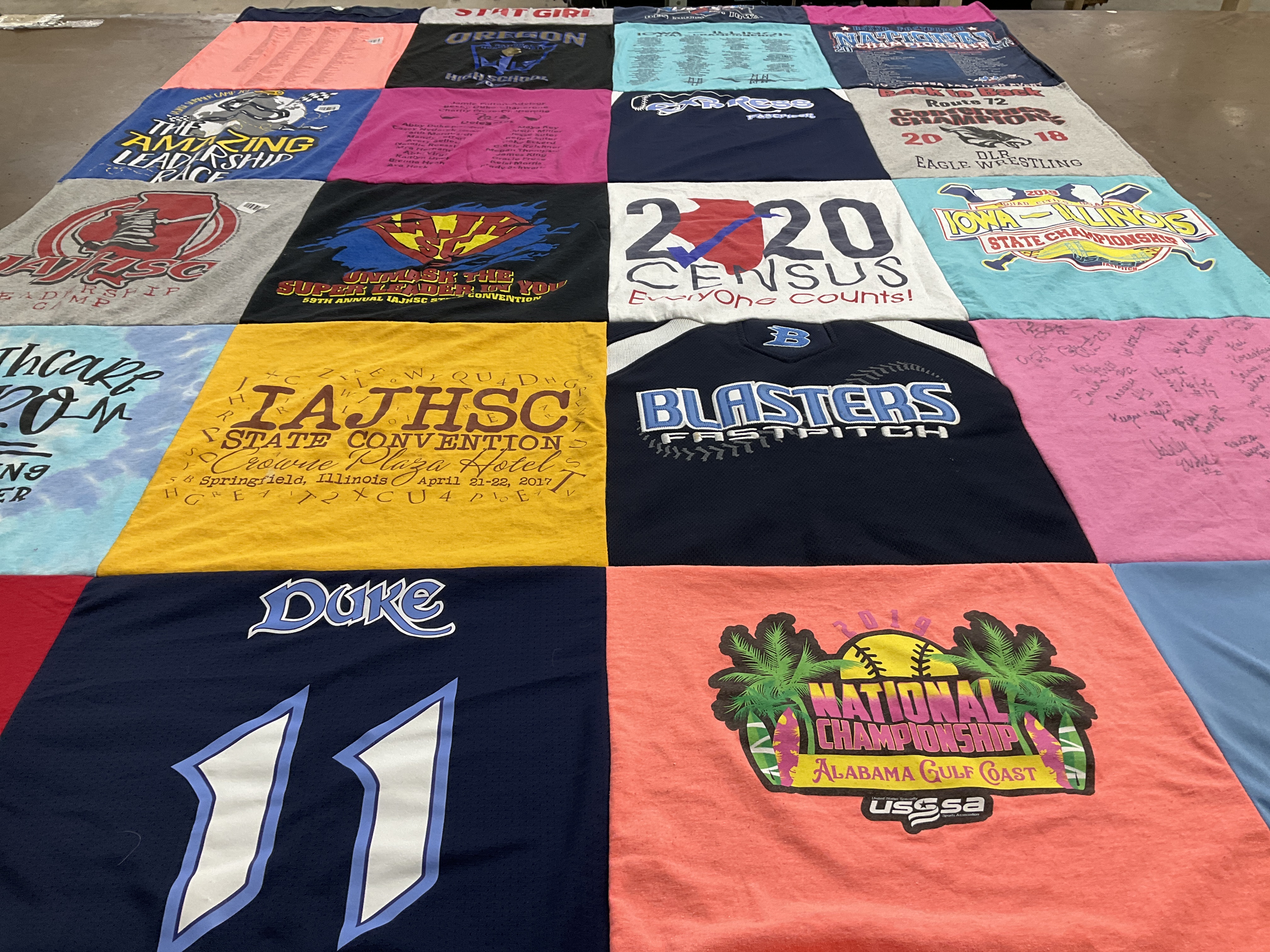 T-shirt quilt featuring blasters fastpitch by Rebecca from IL