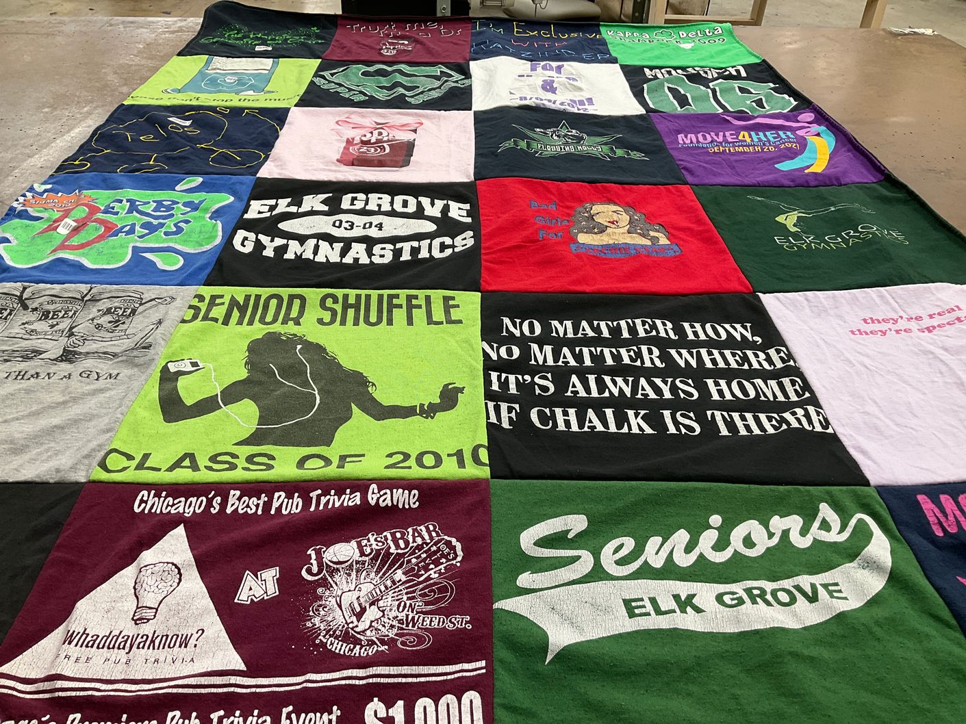 T-shirt quilt from elk grove high school by Monica from IL