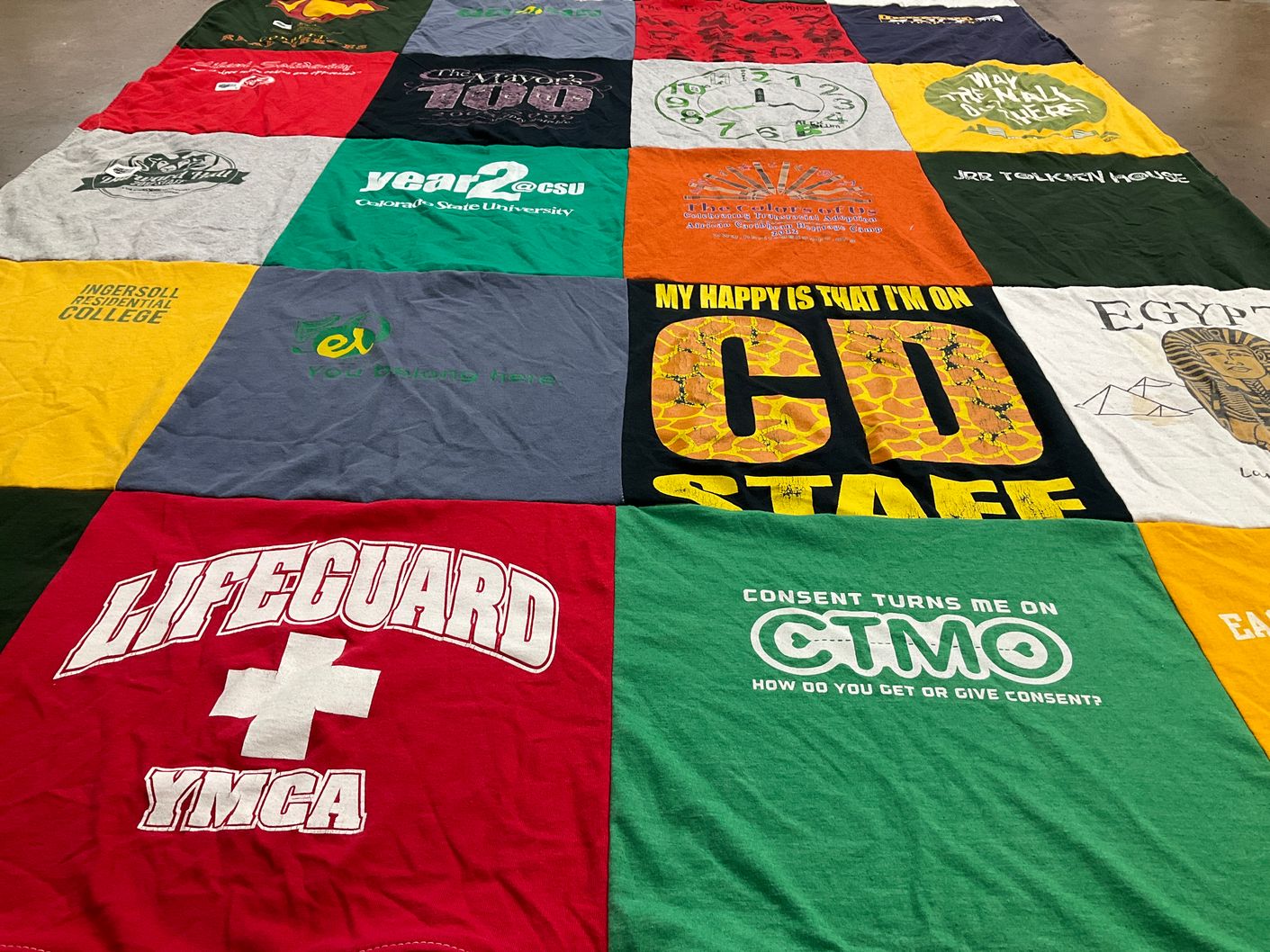 T-shirt quilt from colorado state university, ingersoll residential college by Amber from CO