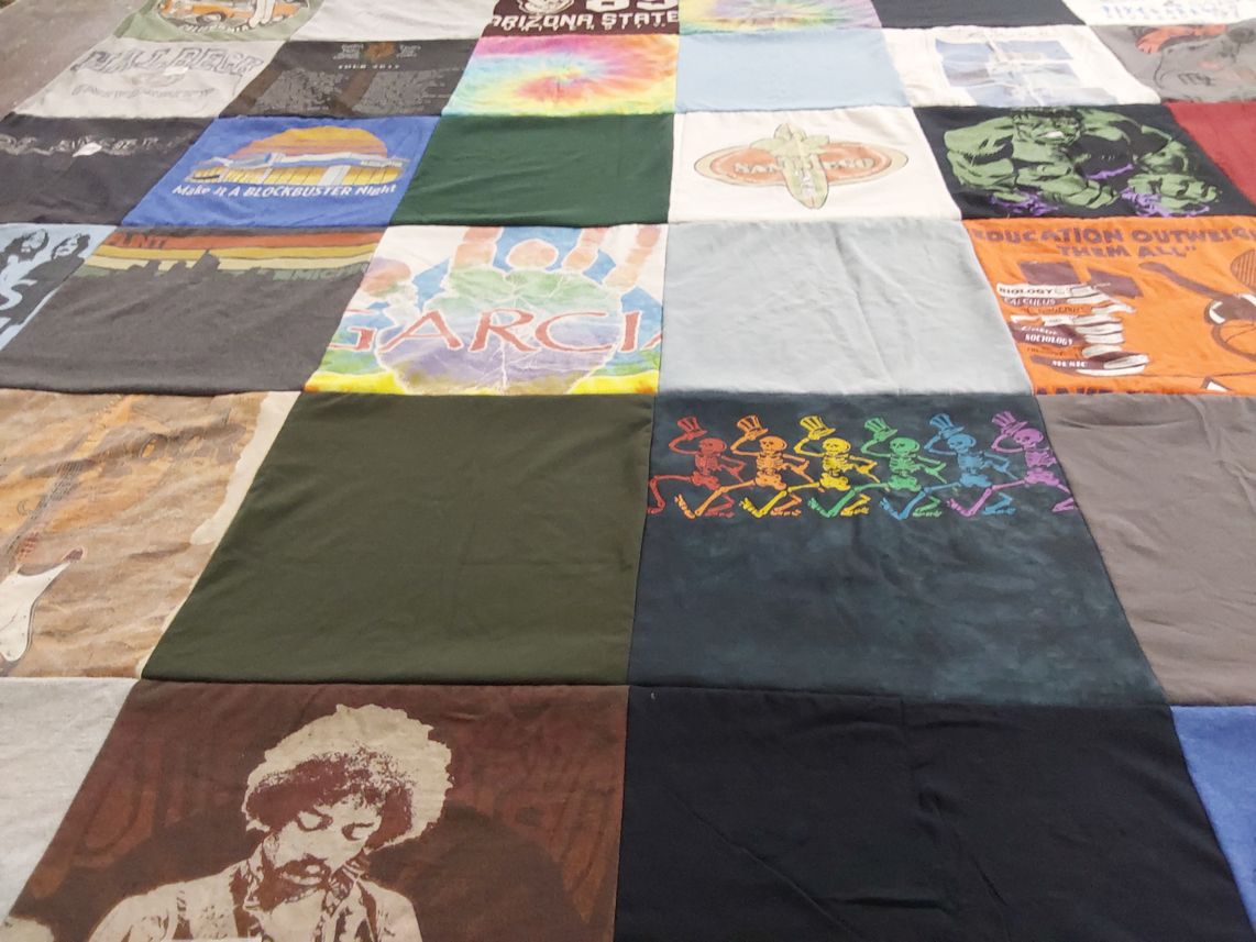 T-shirt quilt with music, arts themes by Joe from AZ