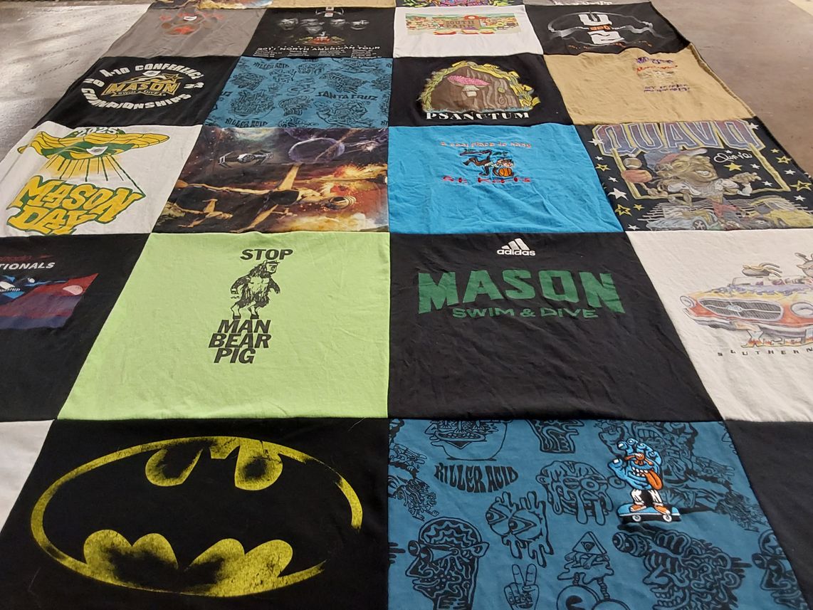 T-shirt quilt from george mason university by Karen from UT