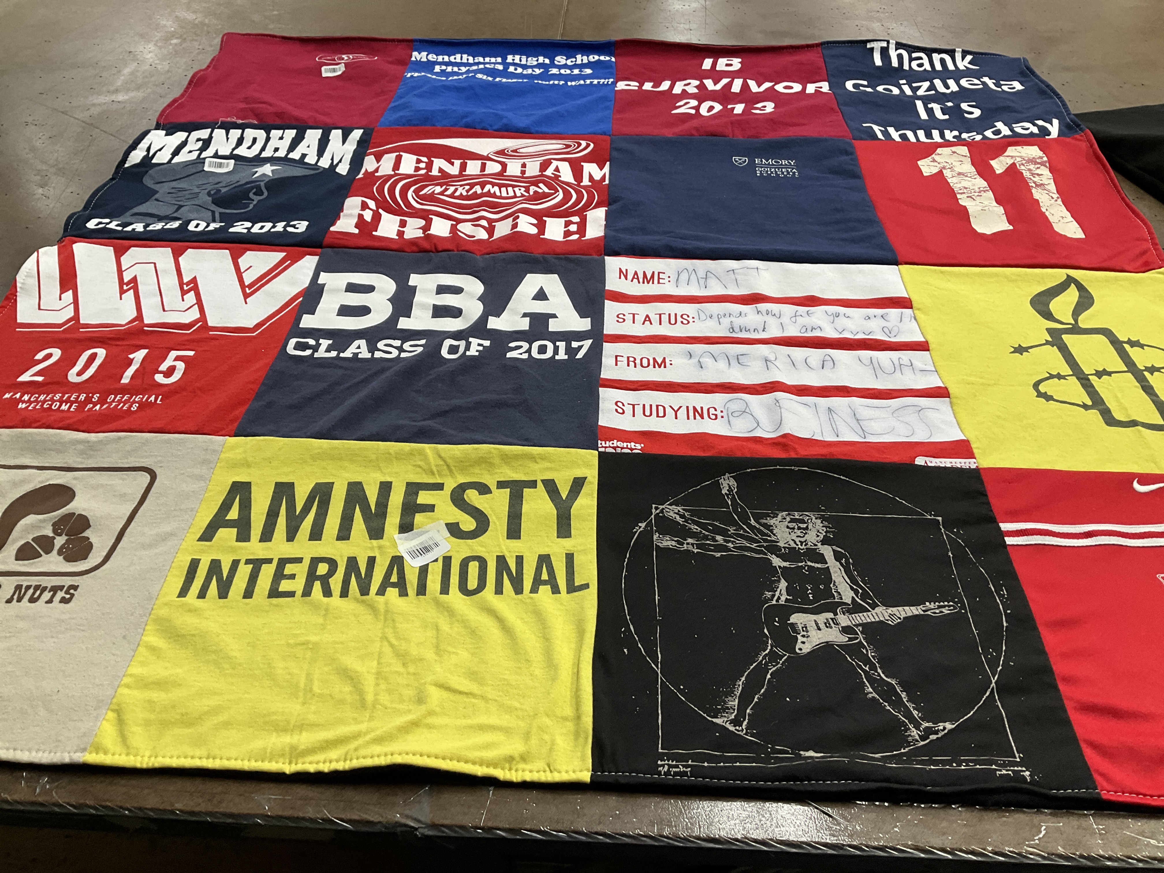 T-shirt quilt featuring mendham frisbee by Nancy from TX