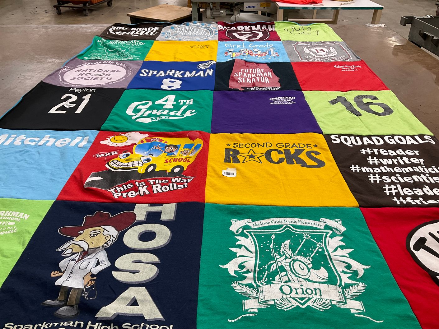 T-shirt quilt from sparkman high school, madison cross roads elementary by Miranda from AL