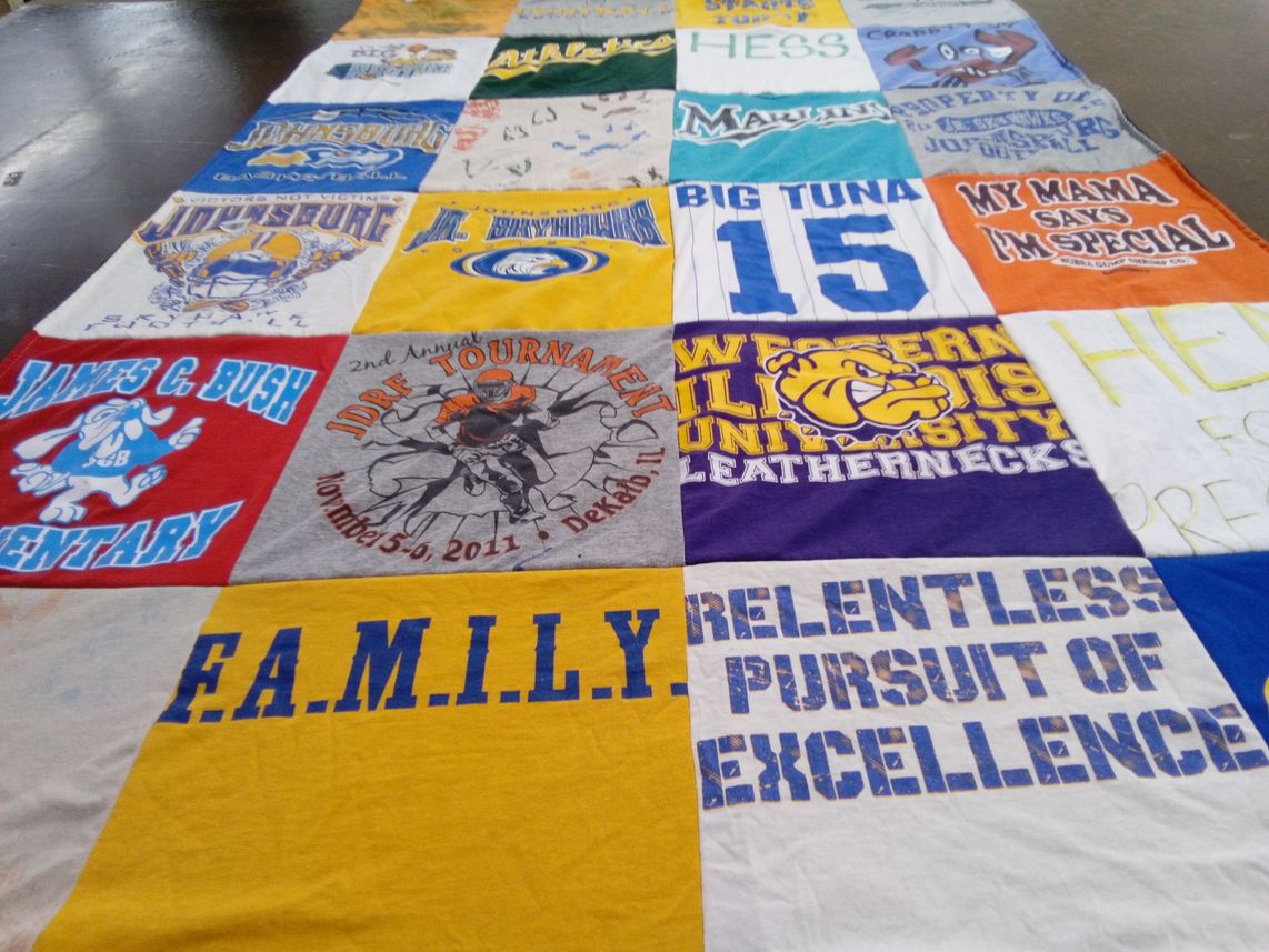 T-shirt quilt from james c bush elementary school, western illinois university by Kristy from IL