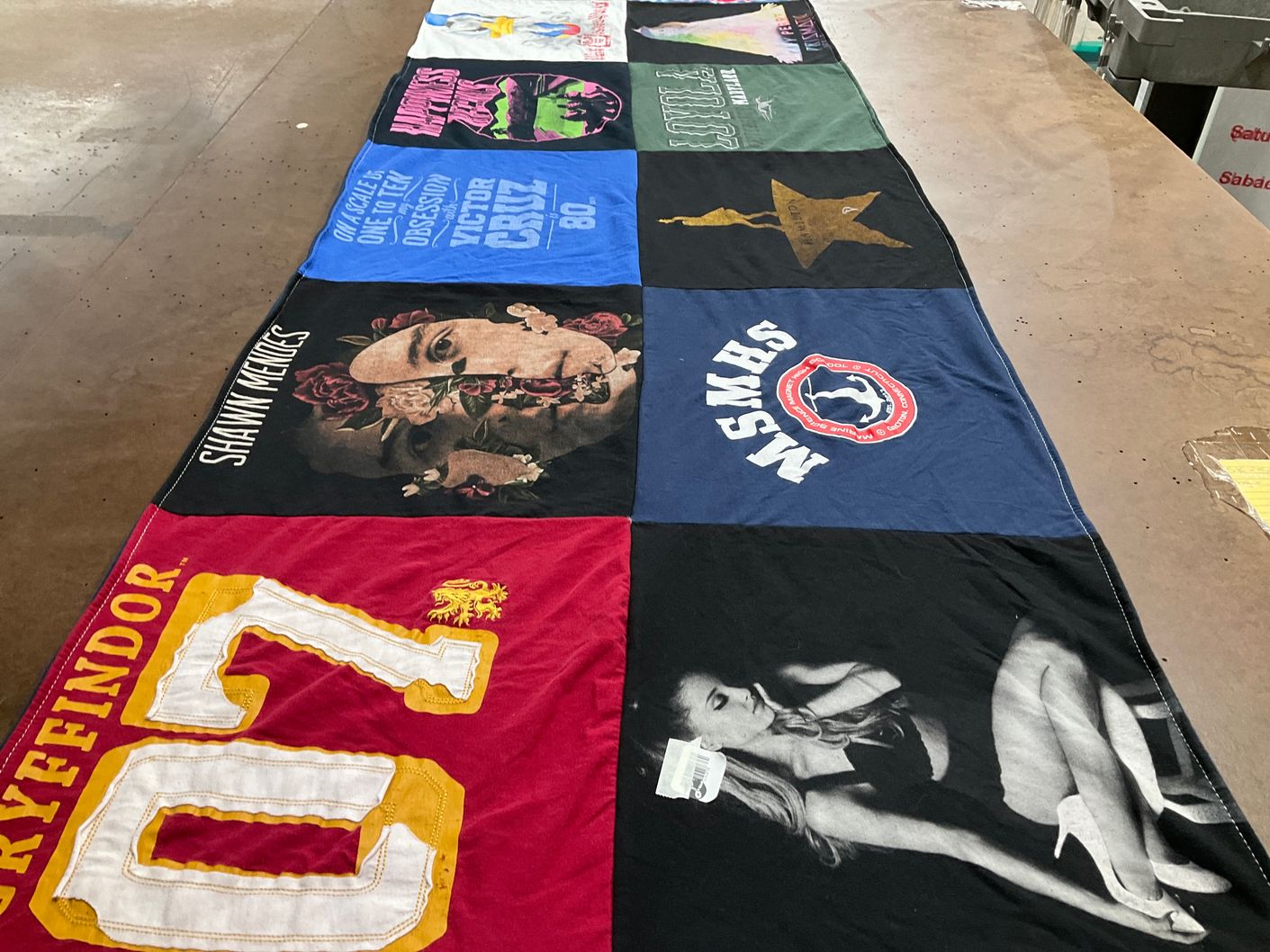 T-shirt quilt with music, harry potter themes by Jennifer from CT