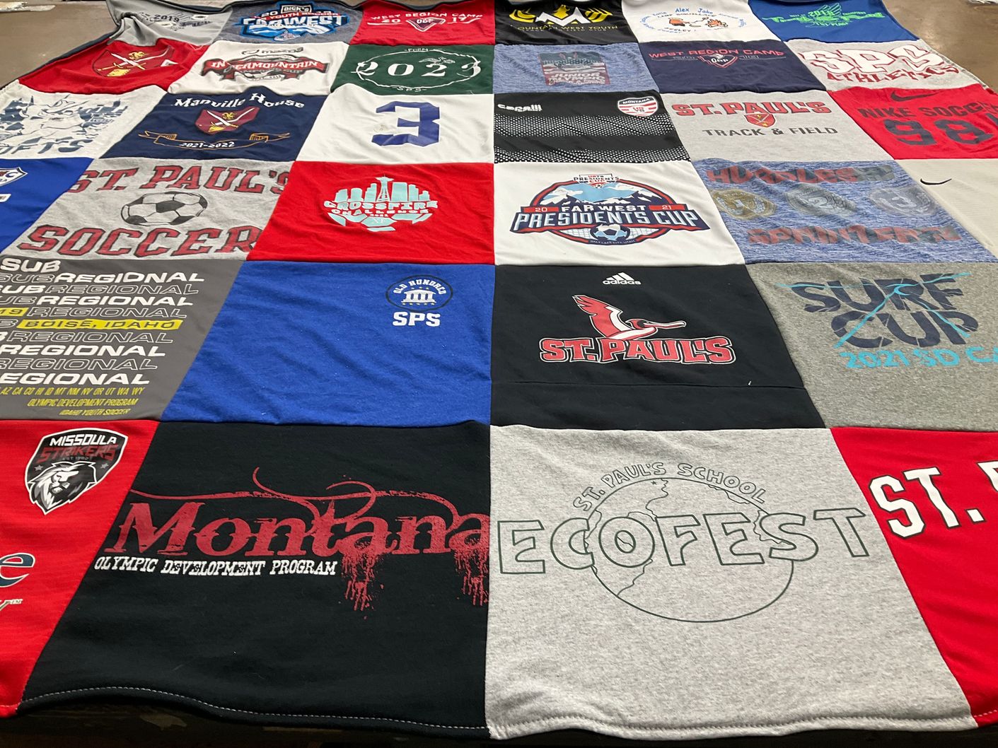 T-shirt quilt from st. paul's school by Sandy from MT