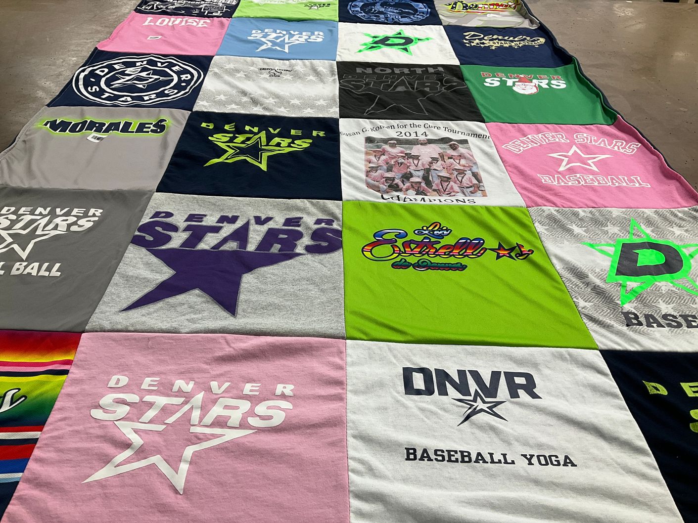 T-shirt quilt featuring denver stars by Sam from CO