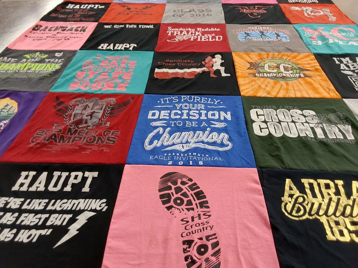 T-shirt quilt featuring haupt cross country team, adrian high school athletics by Alaina from MI
