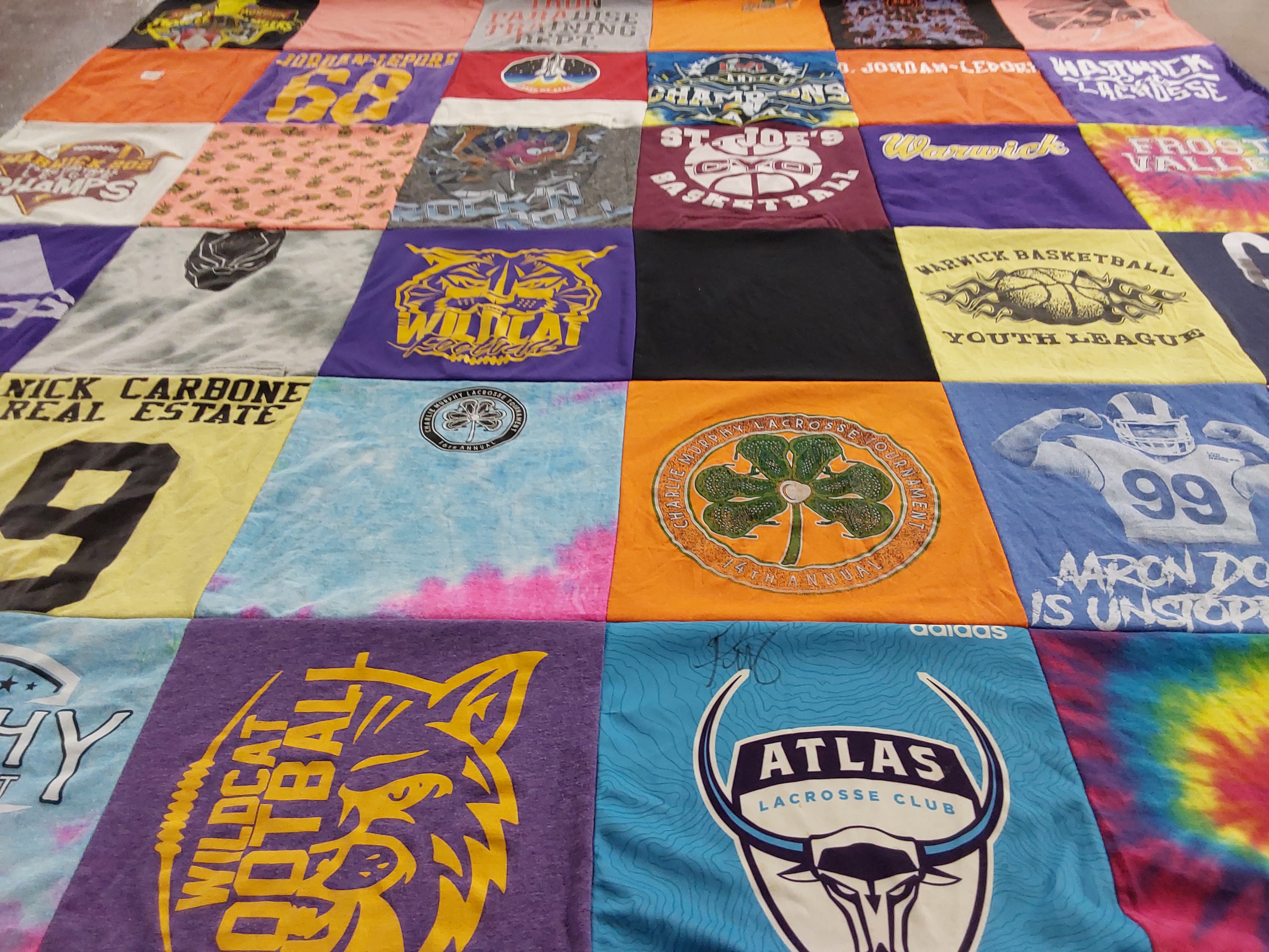 T-shirt quilt featuring wildcat football, wildcat basketball by Jennifer from NY