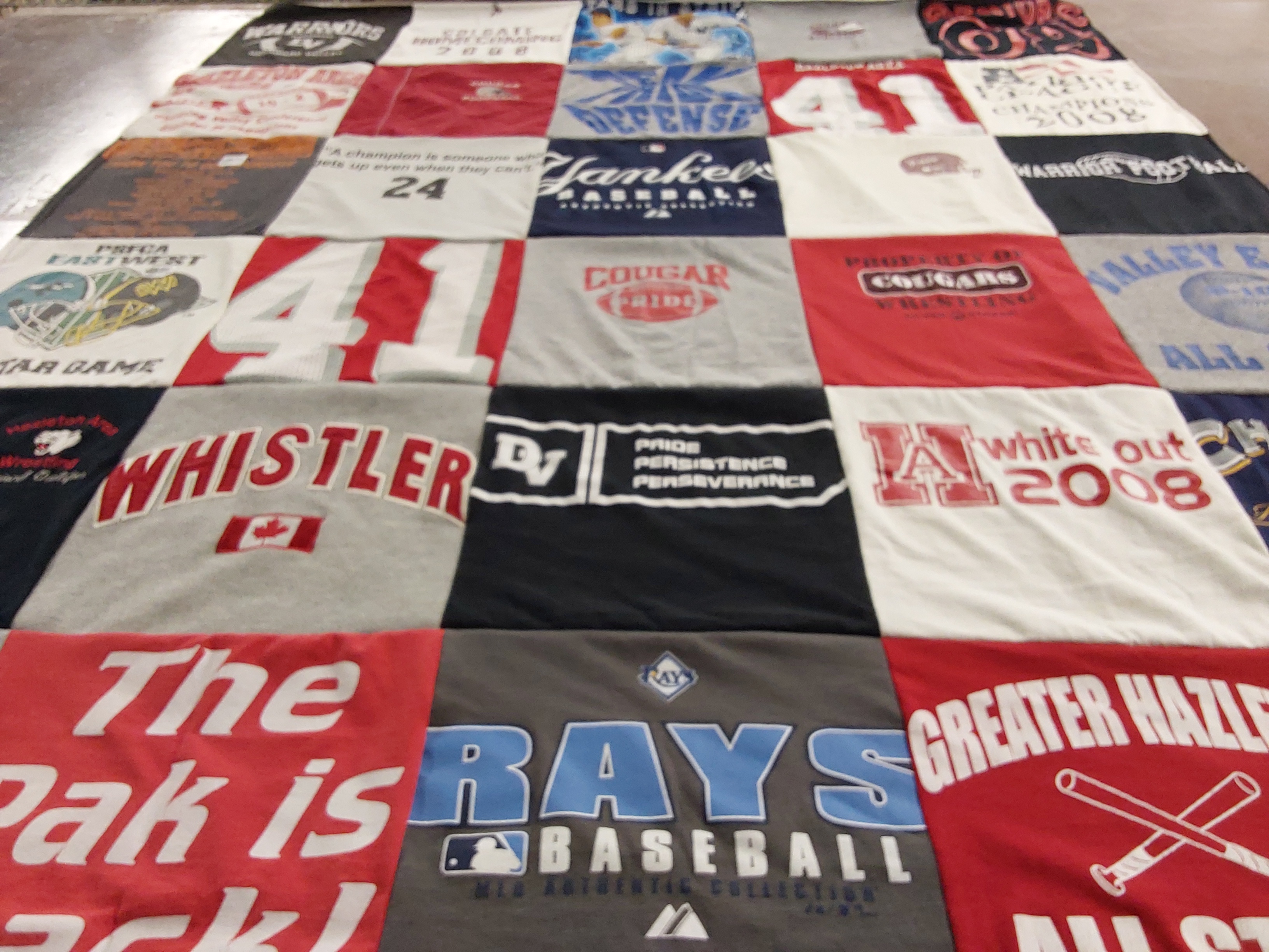 T-shirt quilt from haverford college by emma from PA