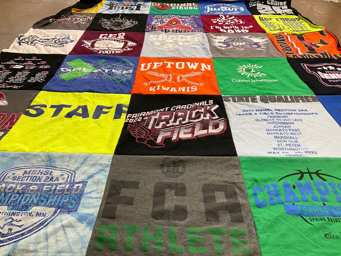 T-shirt quilt from fairmont high school by Michelle  from MN