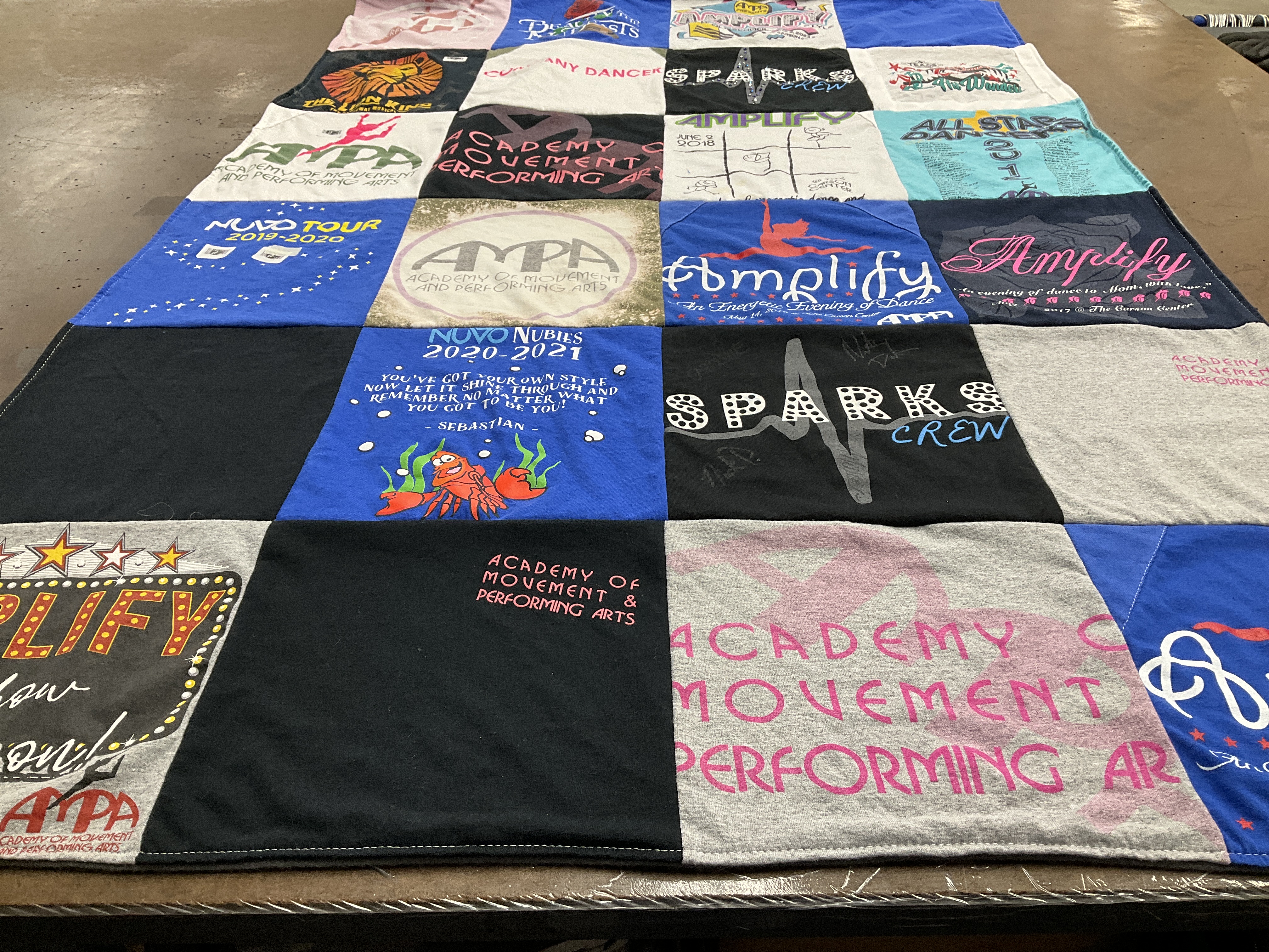 T-shirt quilt with dance, performing arts themes by cindi from KY