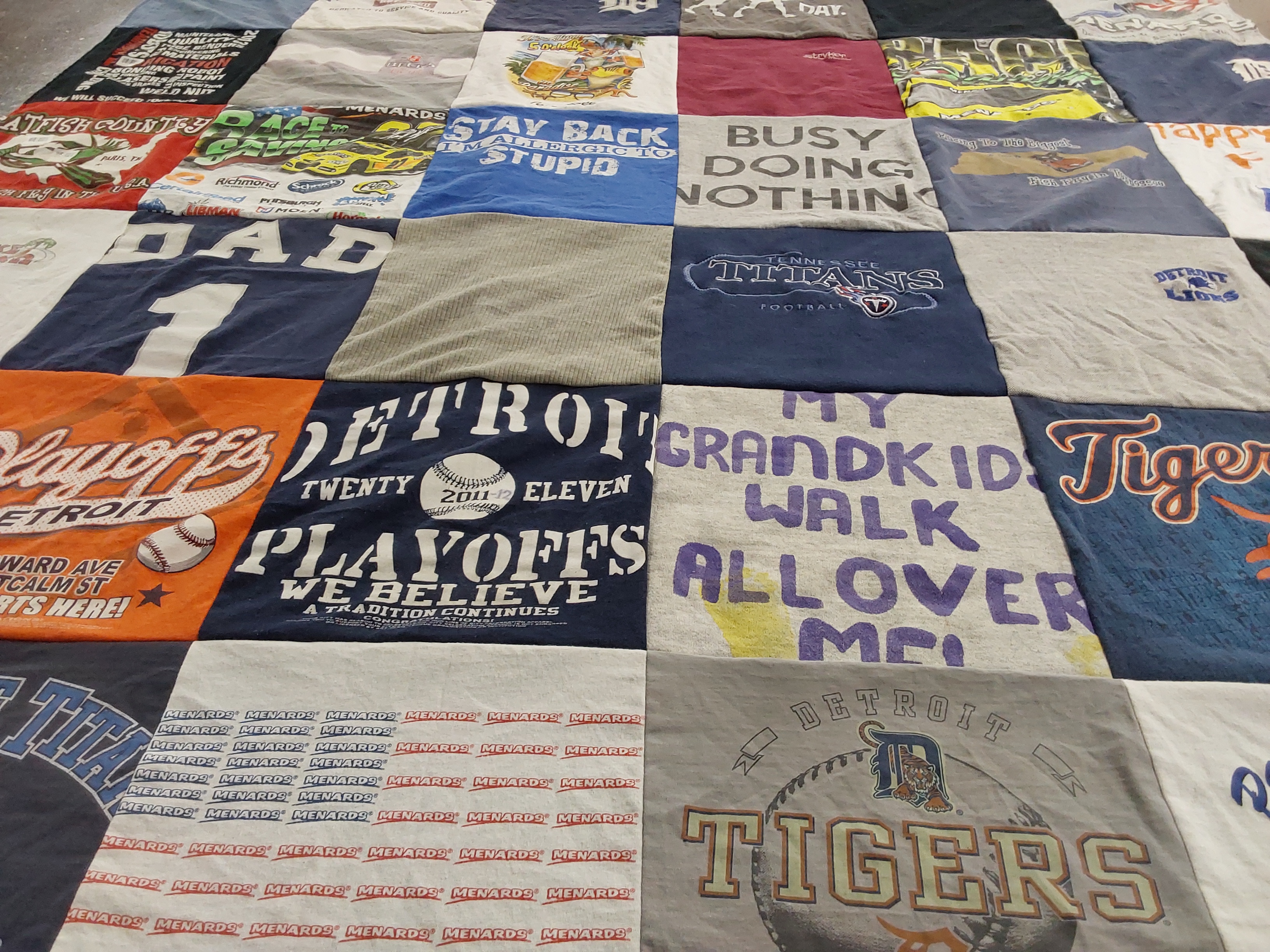 T-shirt quilt featuring tennessee titans, detroit tigers by Melissa from MI