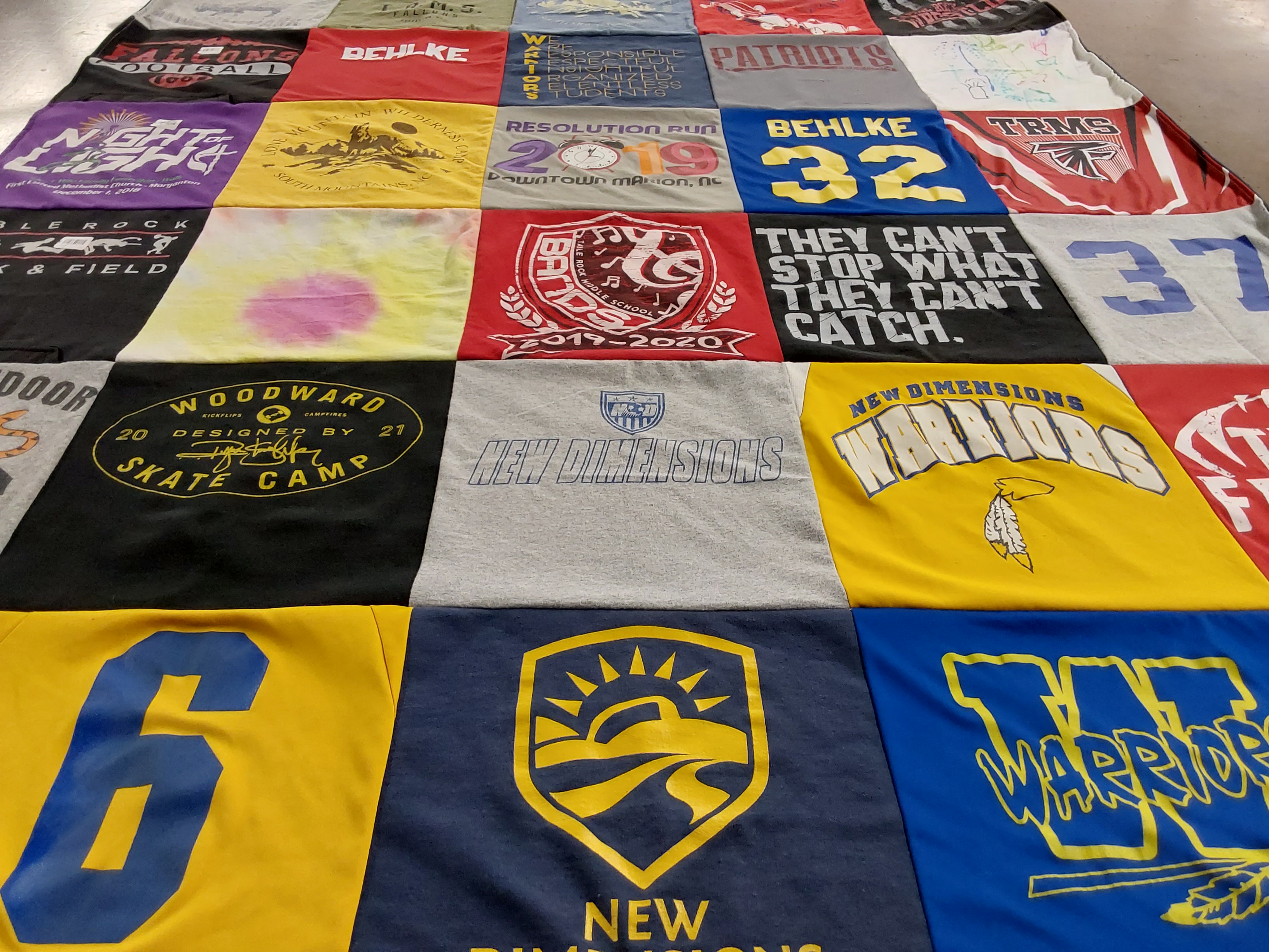 T-shirt quilt featuring new dimensions warriors by Brandi from NC
